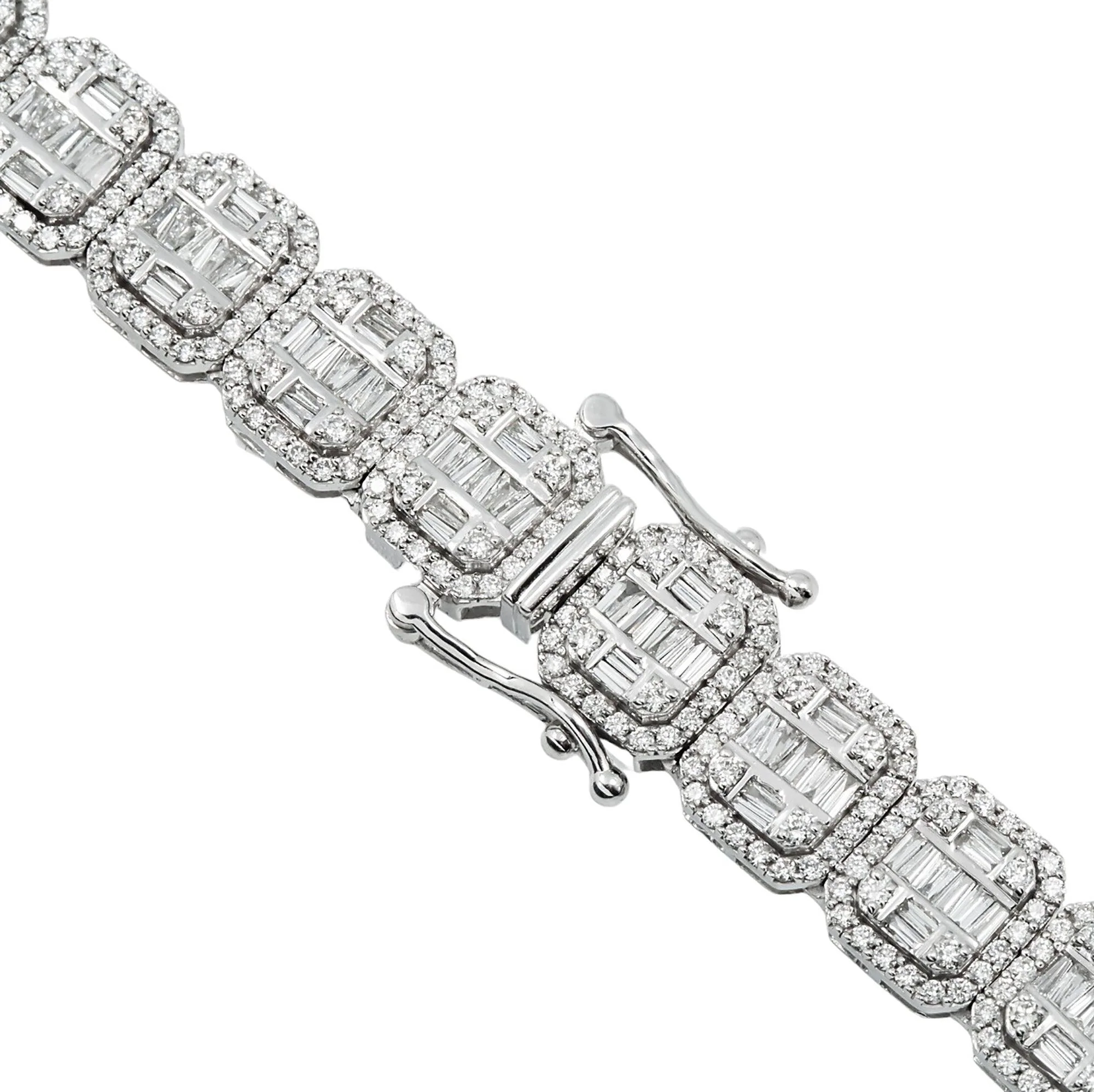 10K GOLD 10MM BAGUETTE AND ROUND DIAMOND CHAIN 20.66 CT - Image 3