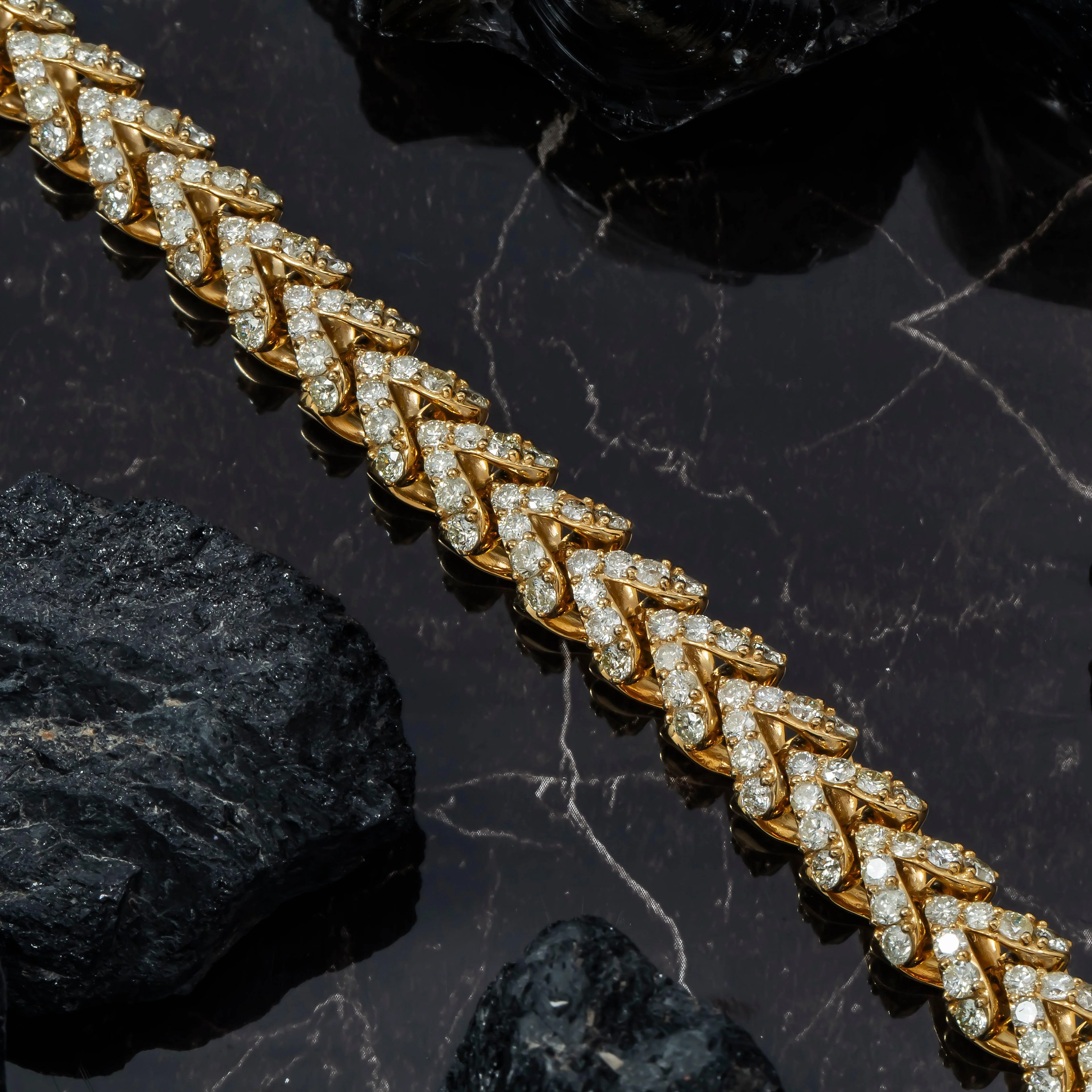 10K GOLD 10MM ROUND DIAMONDS MILLENNIUM FRANCO LINK BRACELET 13.00 CT - Image 4