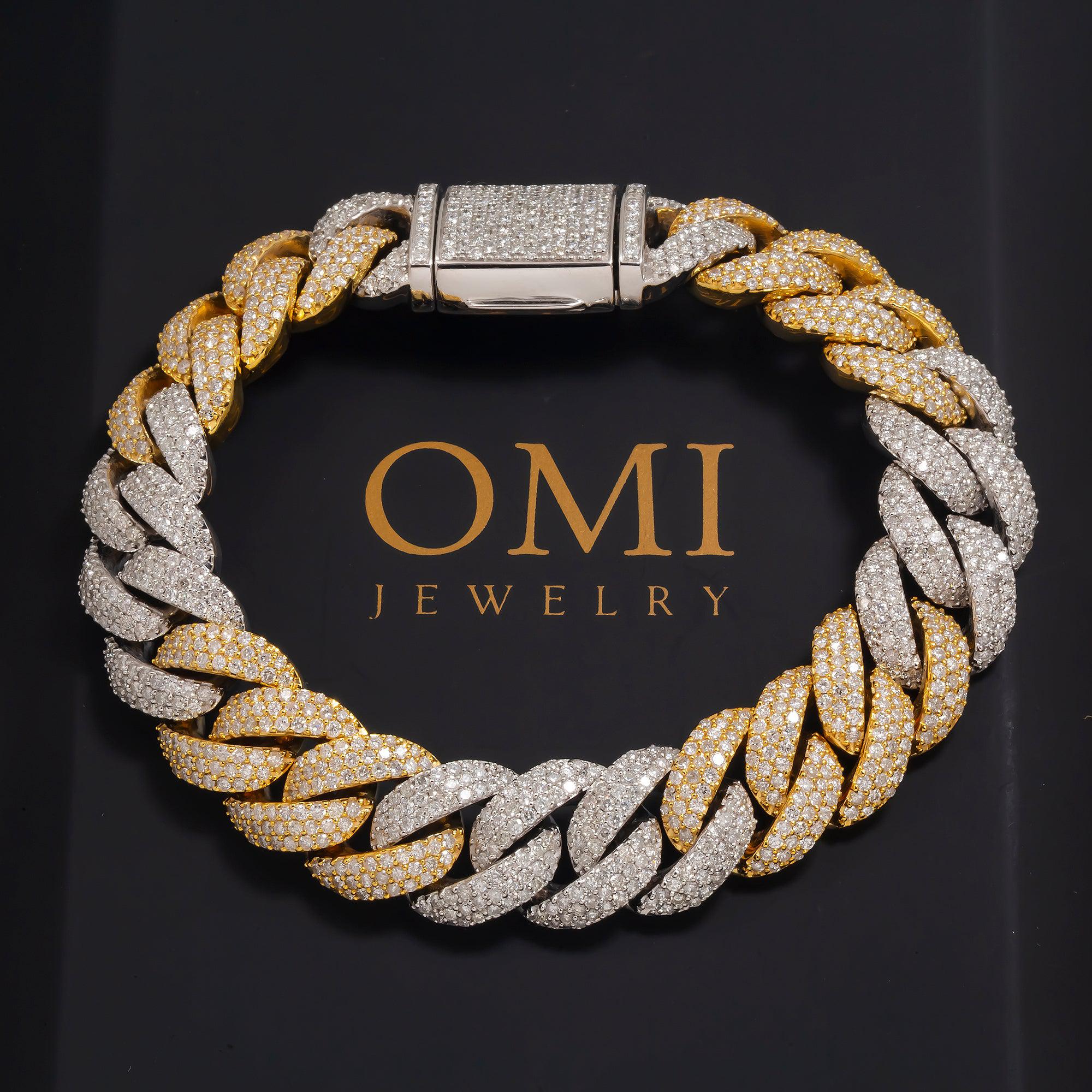 10K GOLD 14MM TWO TONE CUBAN LINK BRACELET 11.27 CT DIAMONDS - Image 4