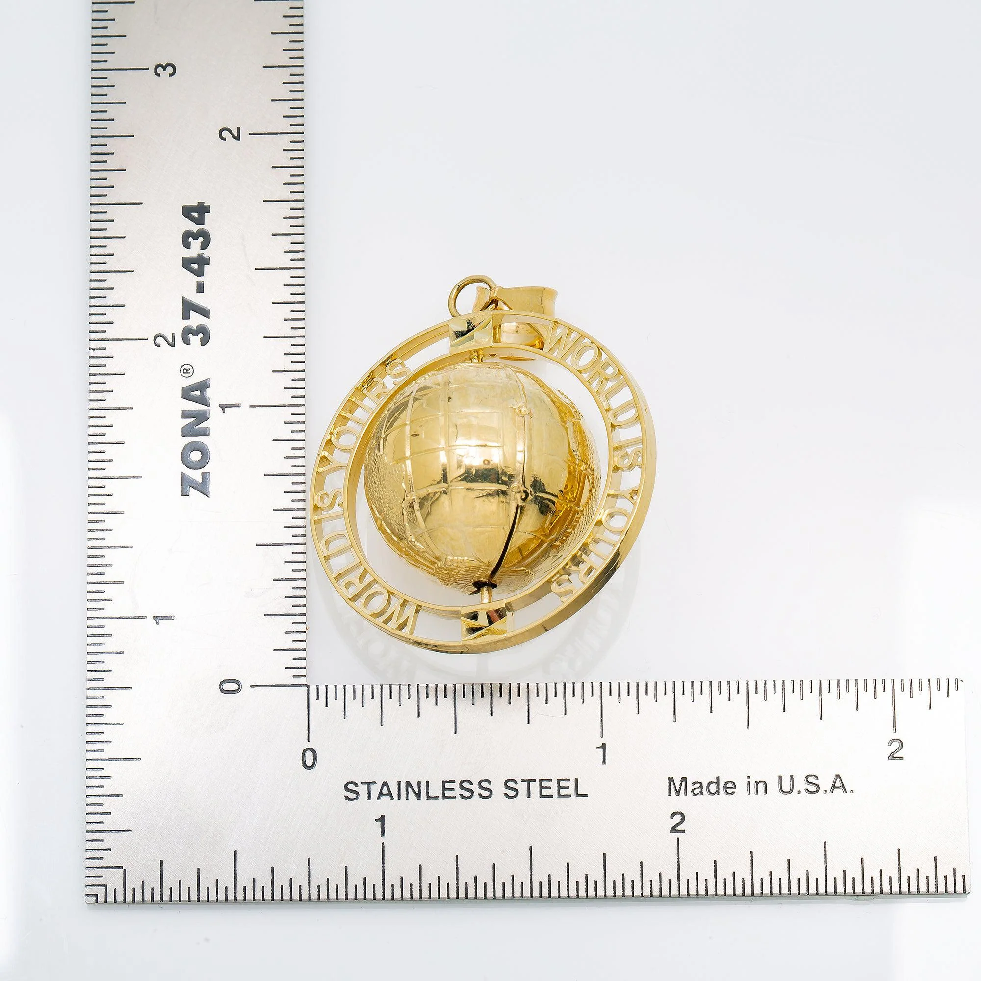 10K GOLD 3D WORLD IS YOURS PENDANT 1.43" - Image 4