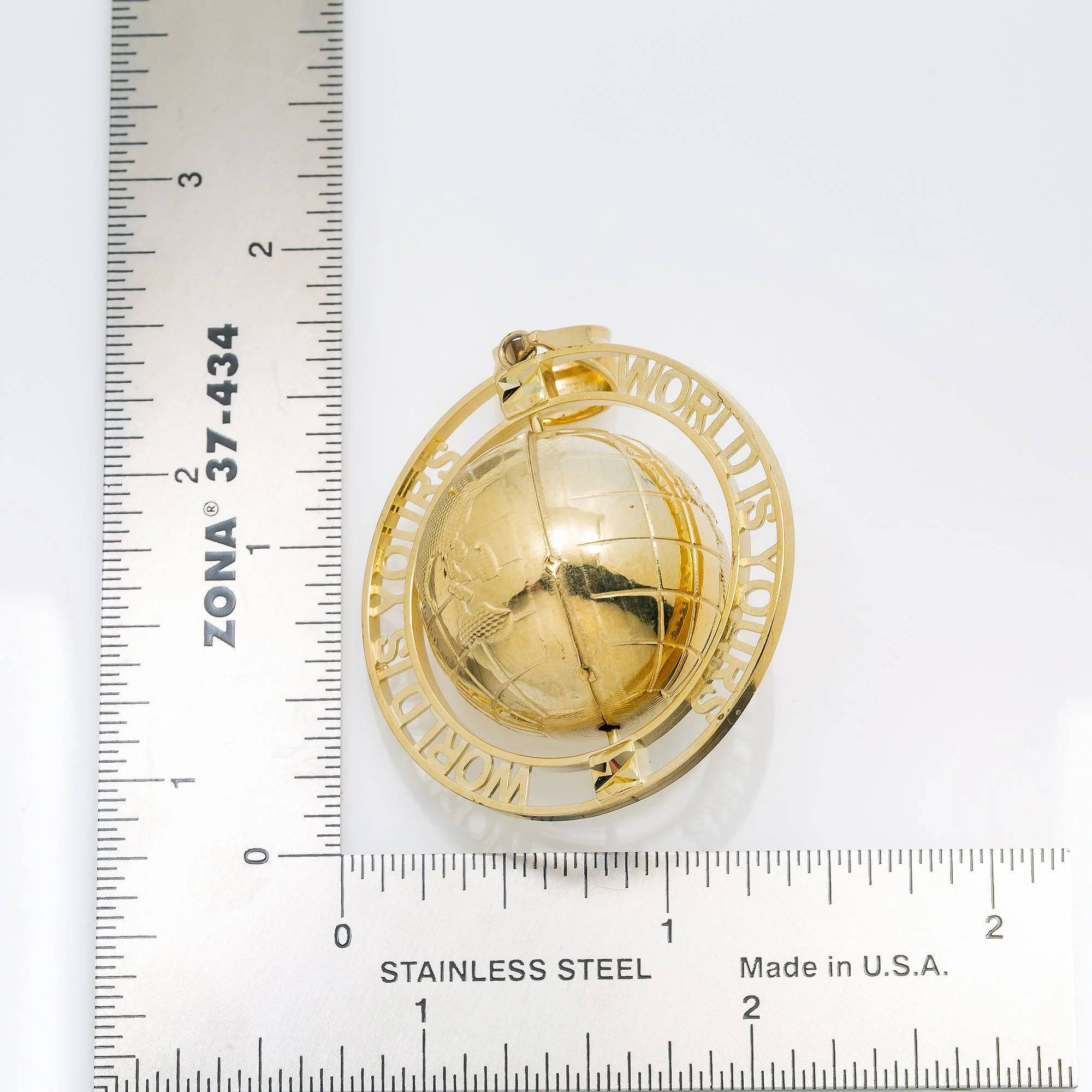 10K GOLD 3D WORLD IS YOURS PENDANT 1.7" - Image 4