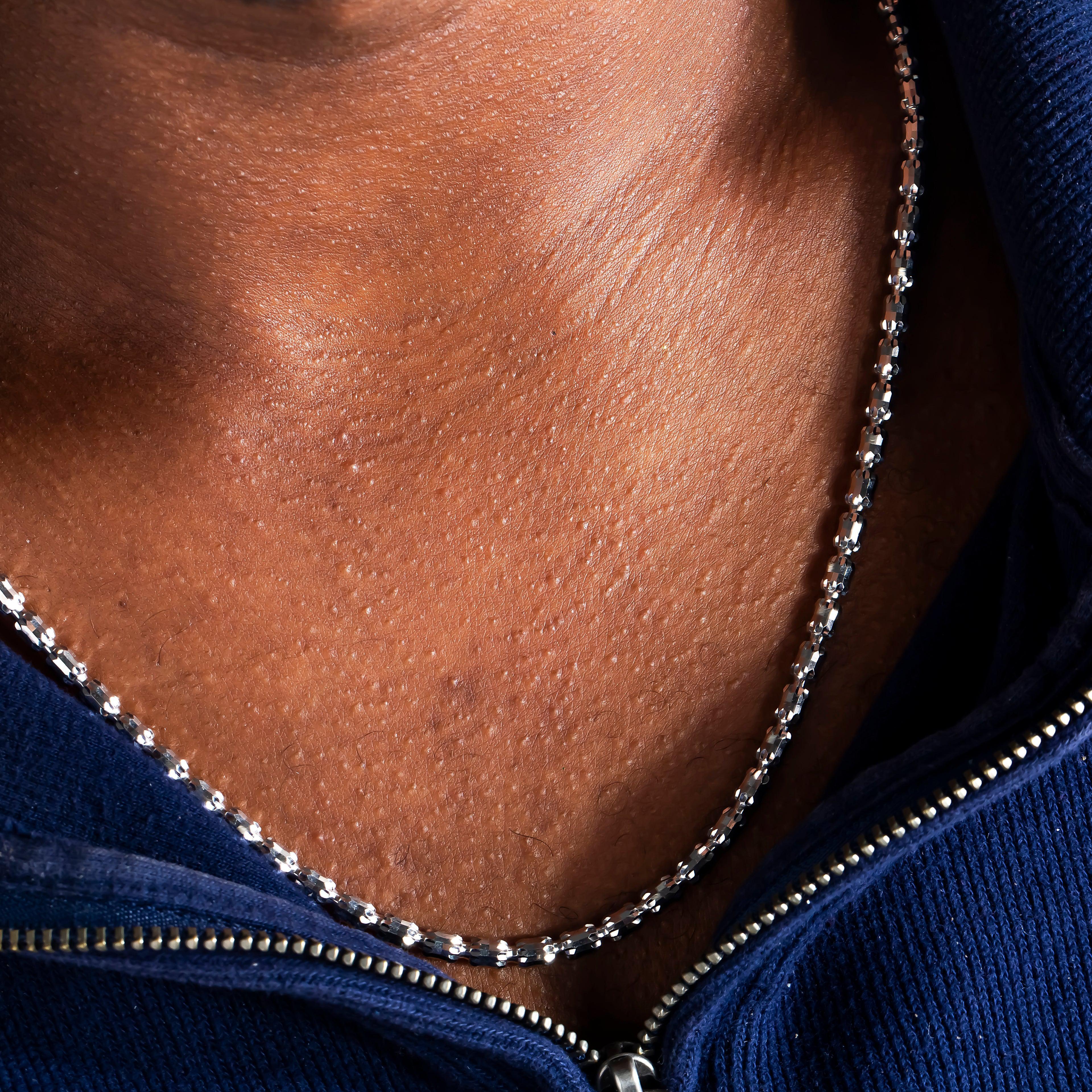 10K GOLD 4MM SOLID BARREL CRYSTAL CHAIN - Image 2