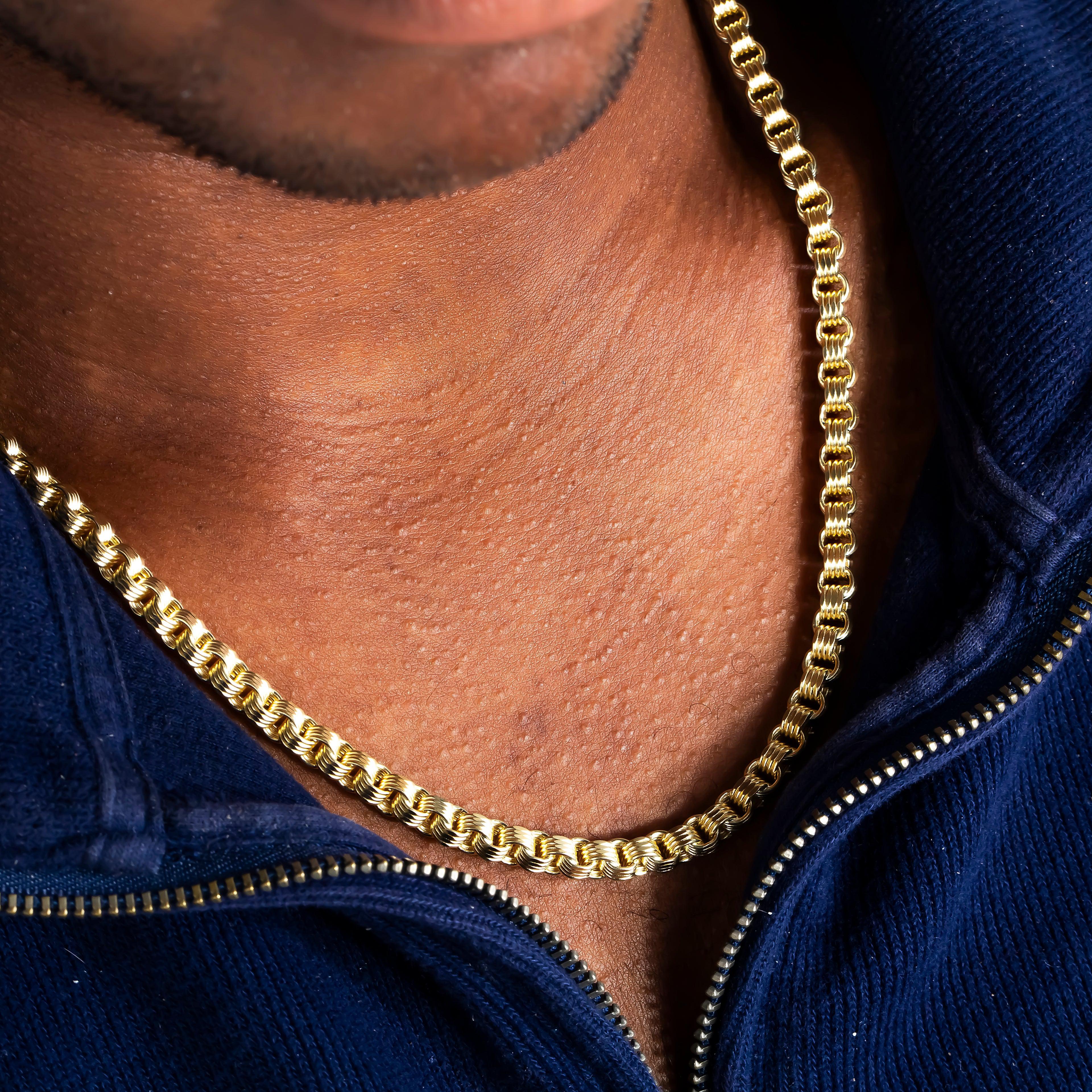 10K GOLD 5.42MM HOLLOW BOX BYZANTINE CHAIN - Image 2