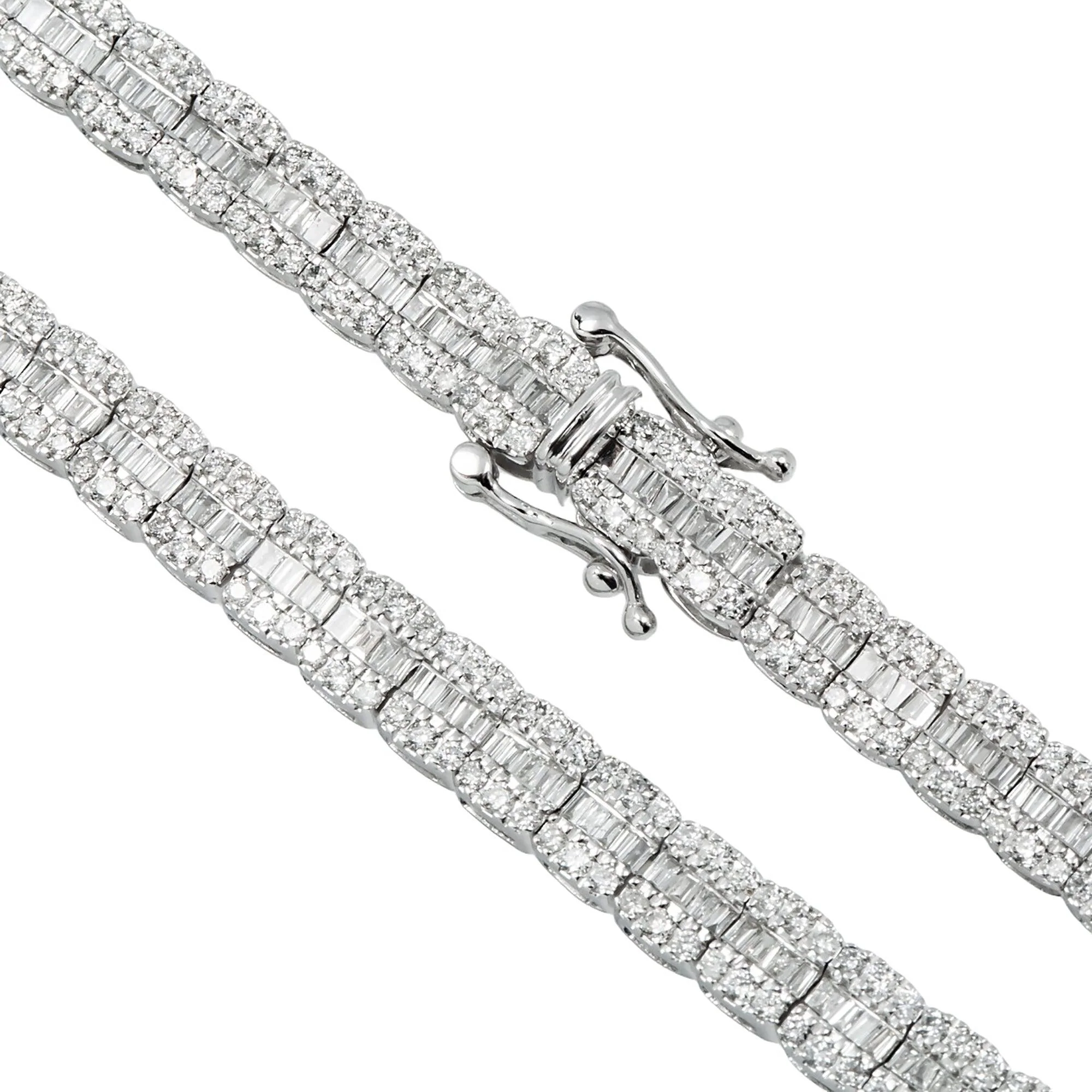 10K GOLD 5MM BAGUETTE AND ROUND DIAMOND CHAIN 10.22 CT - Image 3