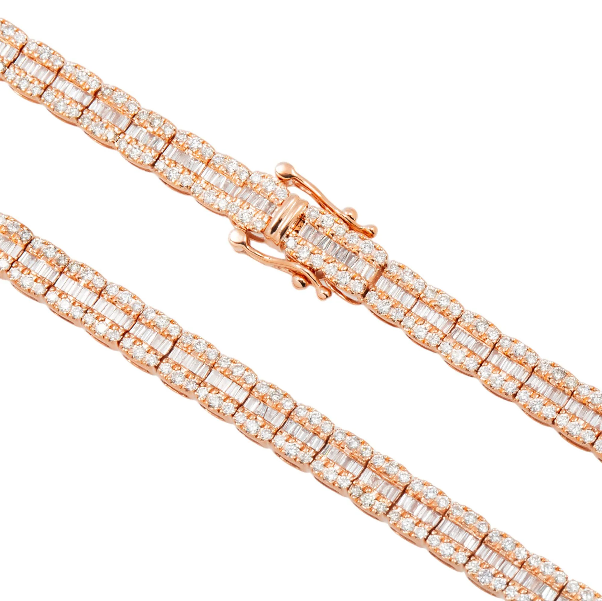 10K GOLD 5MM BAGUETTE AND ROUND DIAMOND CHAIN 10.22 CT - Image 8