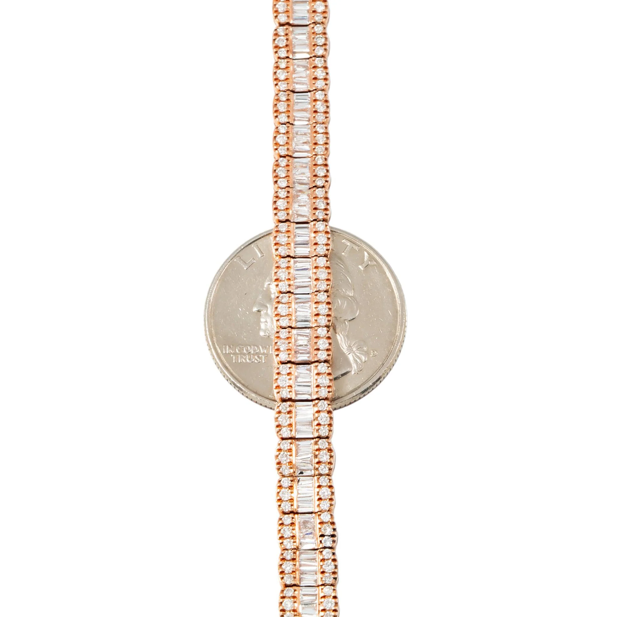 10K GOLD 5MM BAGUETTE AND ROUND DIAMOND CHAIN 14.28 CT - Image 5