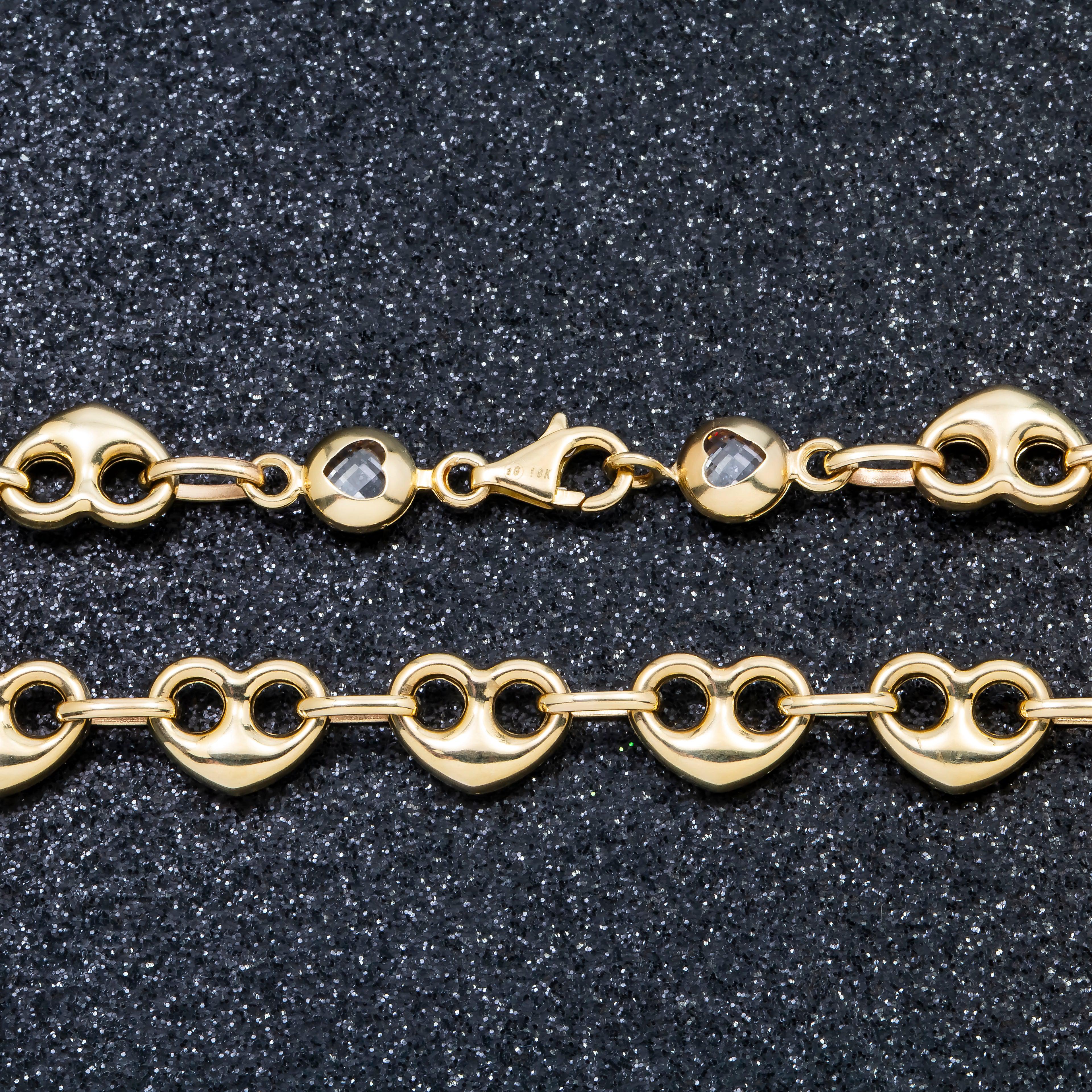 10K GOLD 9.38MM HOLLOW PUFFED HEART SHAPE CHAIN - Image 4