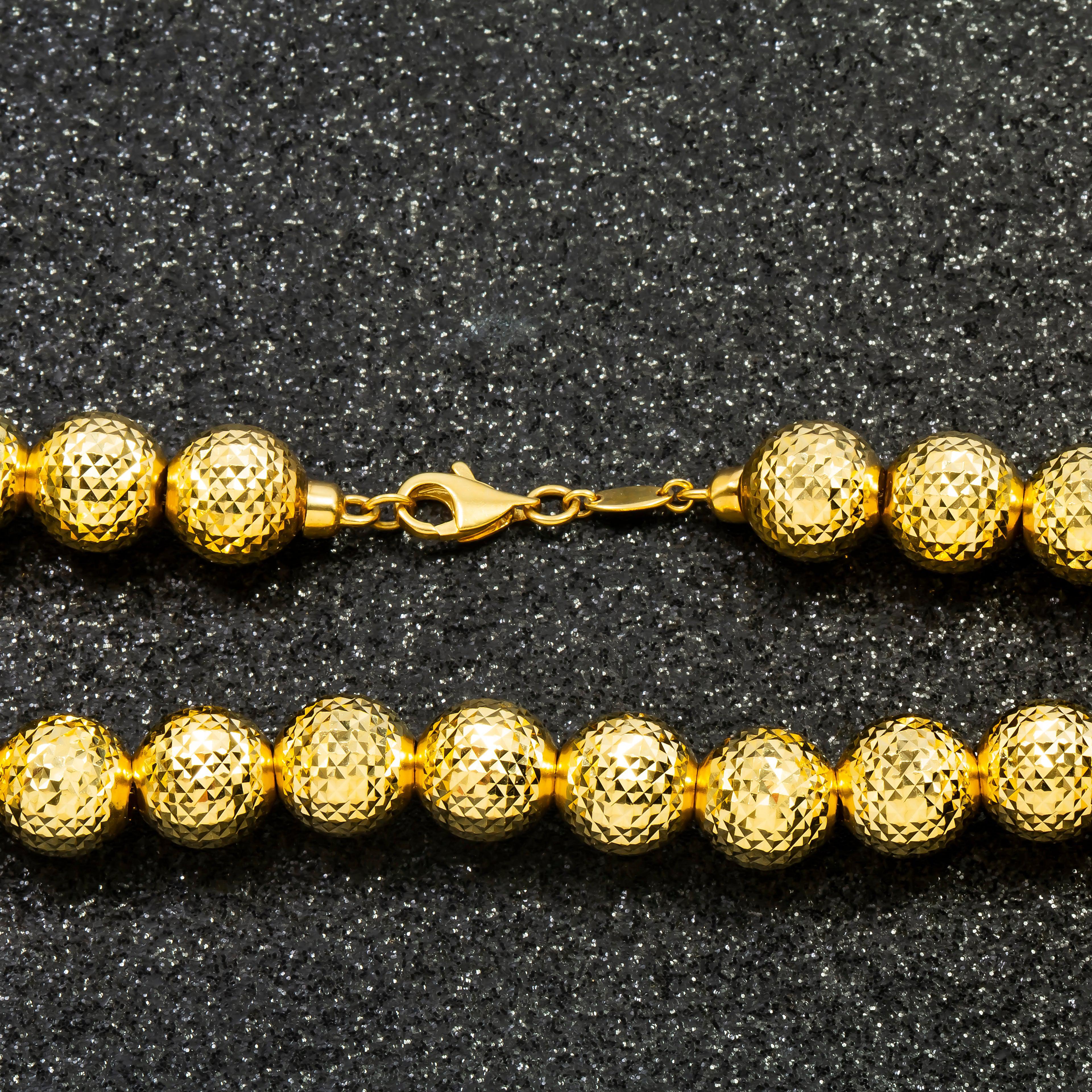 10K GOLD 9.97MM SOLID MOON BEAD CHAIN - Image 4