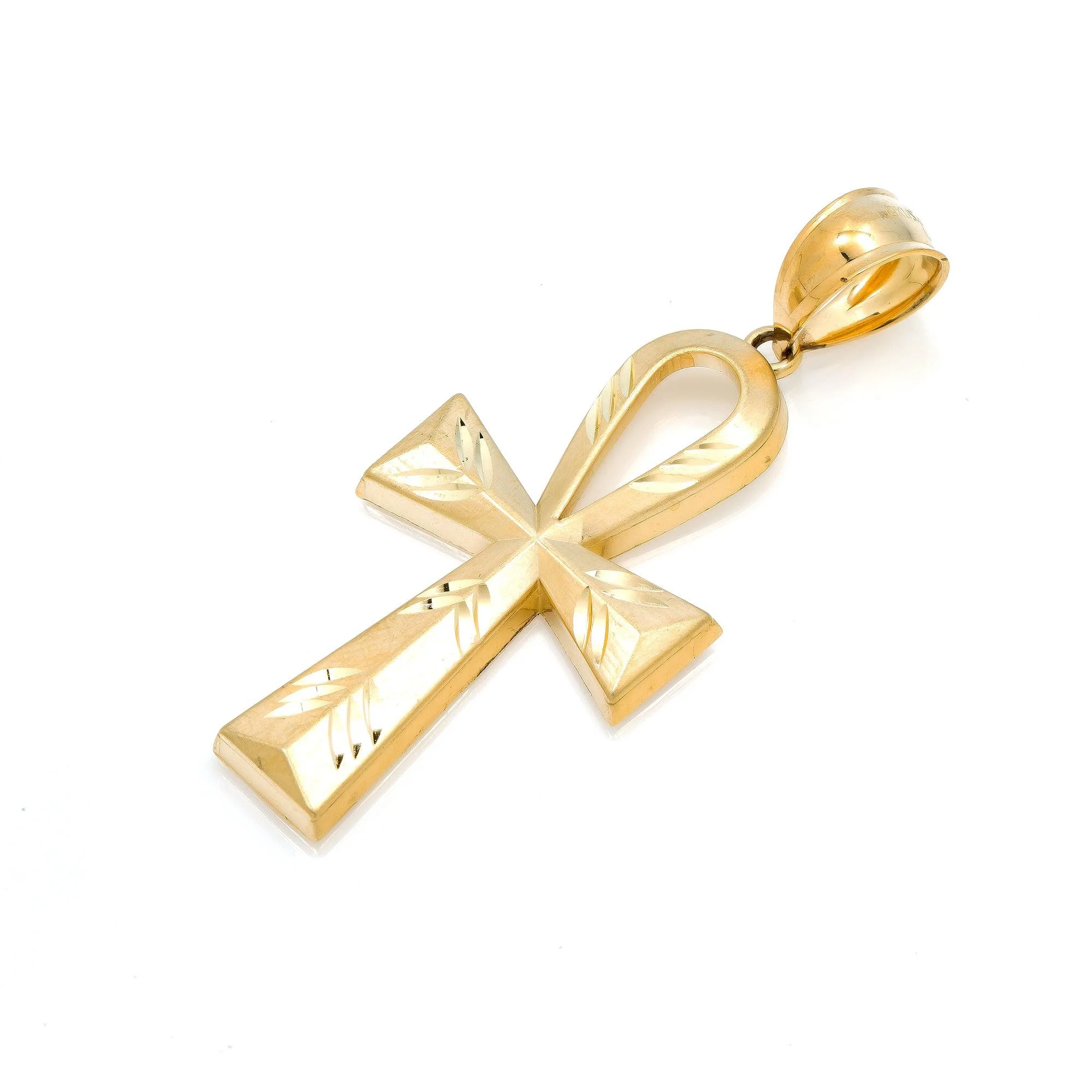 10K GOLD ANKH PENDANT 2.15" - Image 2