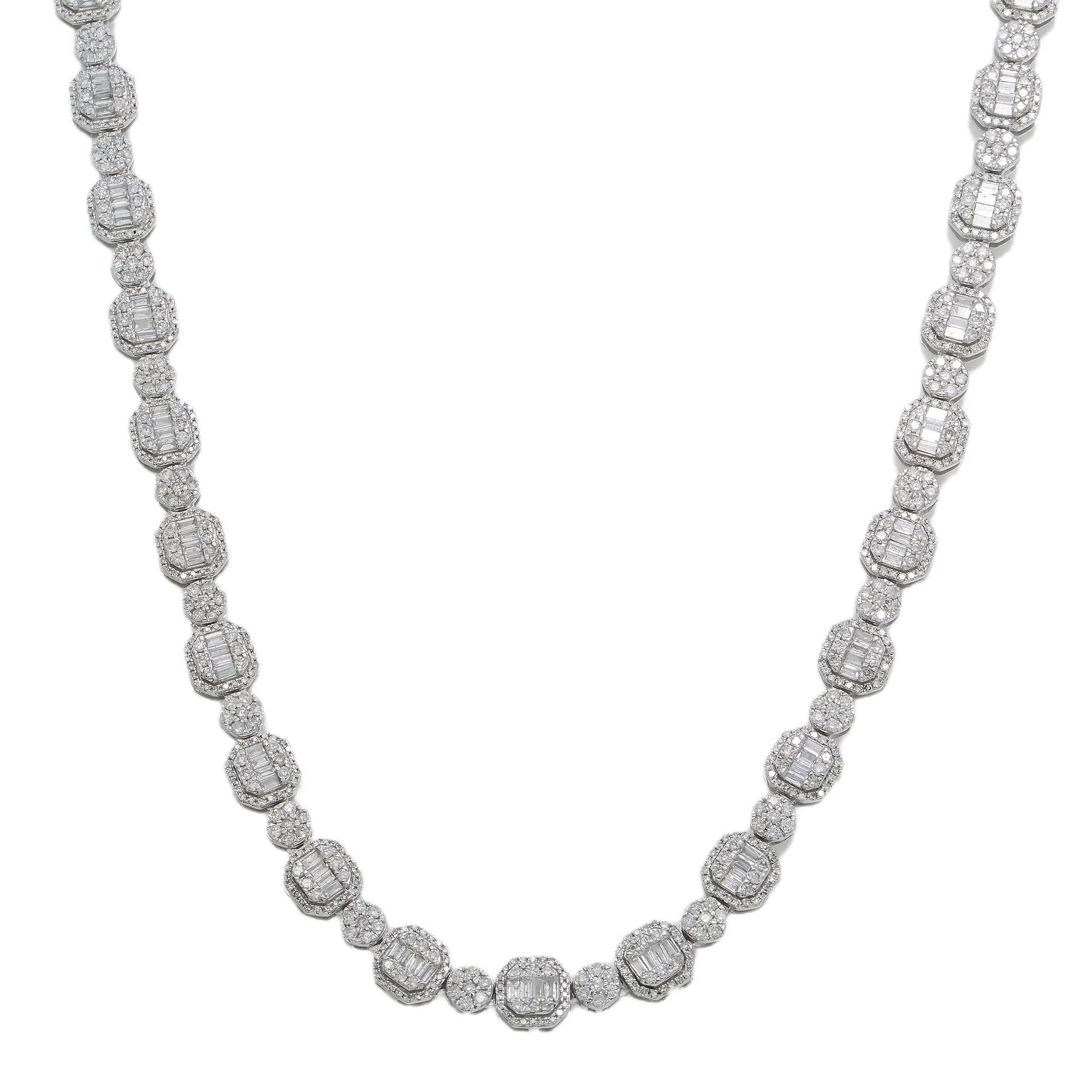 10K GOLD BAGUETTE AND ROUND DIAMOND CHAIN 10.76 CT