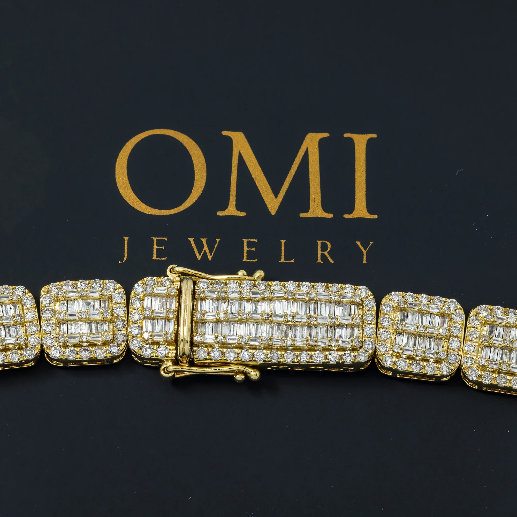 10K GOLD BAGUETTE AND ROUND DIAMOND CLUSTER SQUARE SHAPE CHAIN 11.00 CT - Image 4