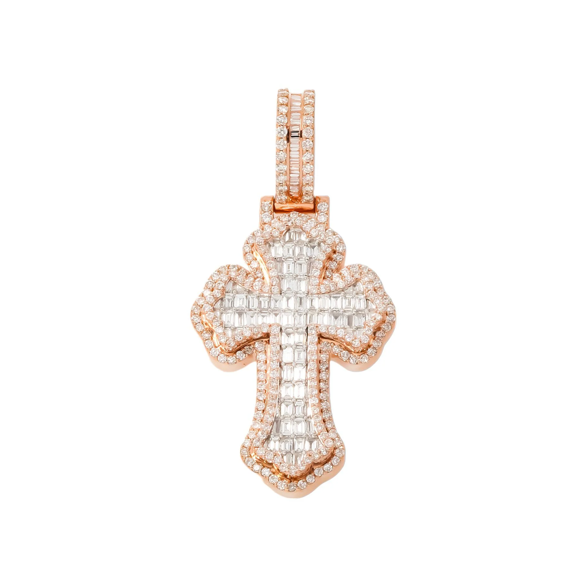 10K GOLD BAGUETTE AND ROUND DIAMOND CROSS PENDANT 2.35 CT - Image 5