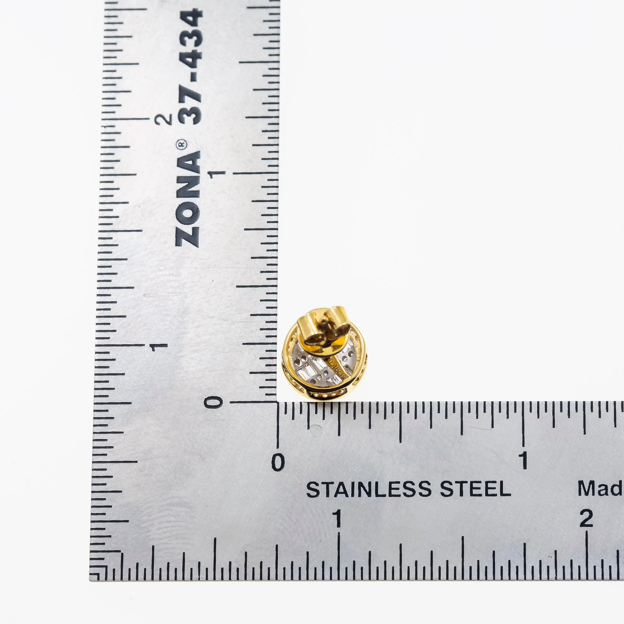 10K GOLD BAGUETTE AND ROUND DIAMOND EARRINGS 0.43 CTW - Image 4
