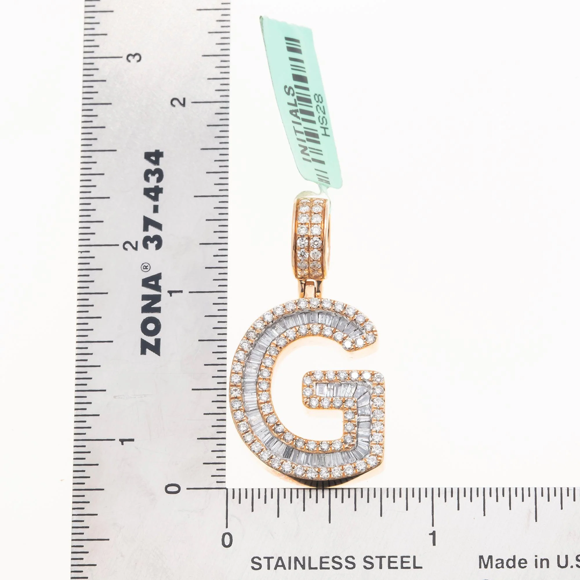 10K GOLD BAGUETTE AND ROUND DIAMOND INITIAL G PENDANT 1.50 CT - Image 3