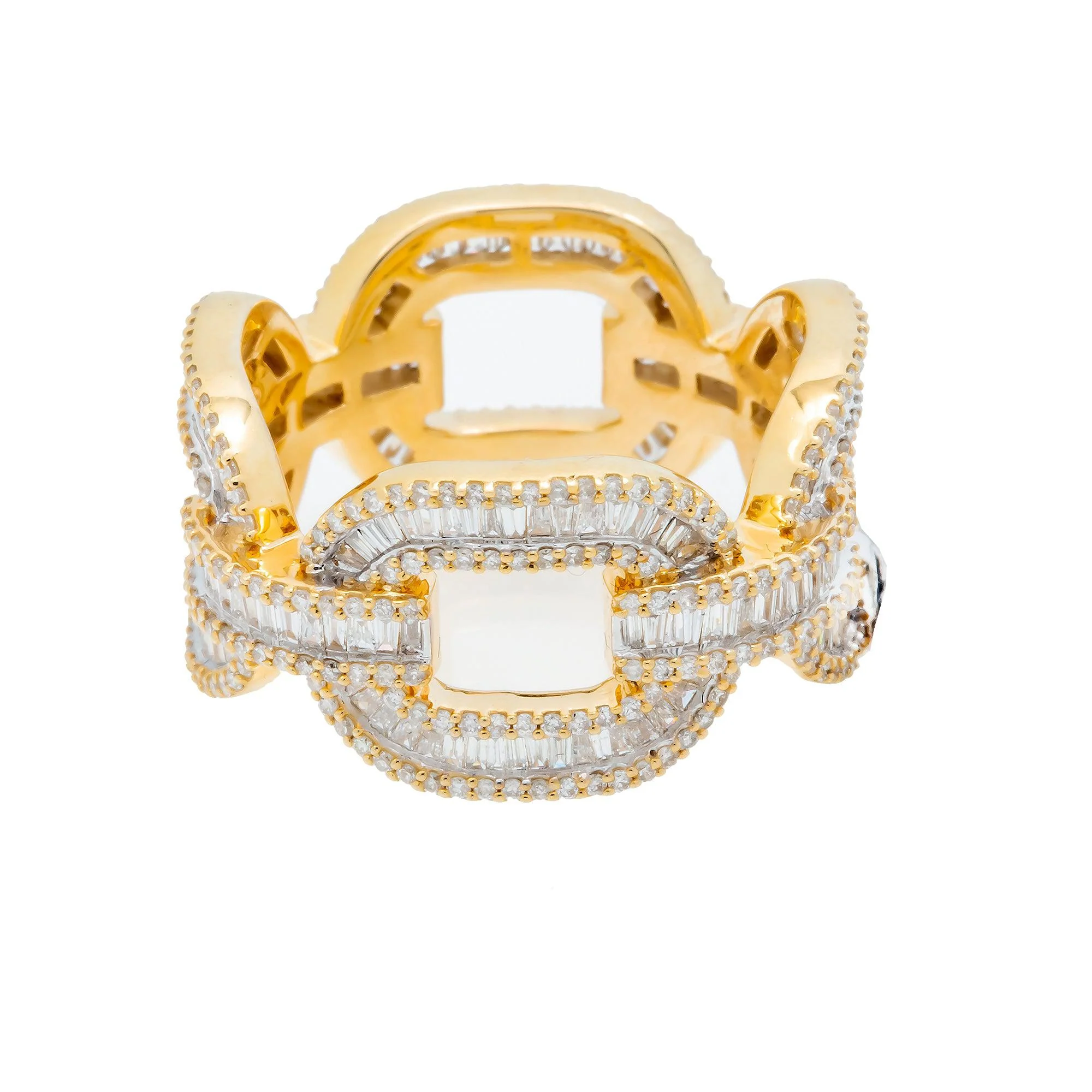 14K GOLD BAGUETTE AND ROUND DIAMOND OPEN LINK RING 2.33 CT - Image 3