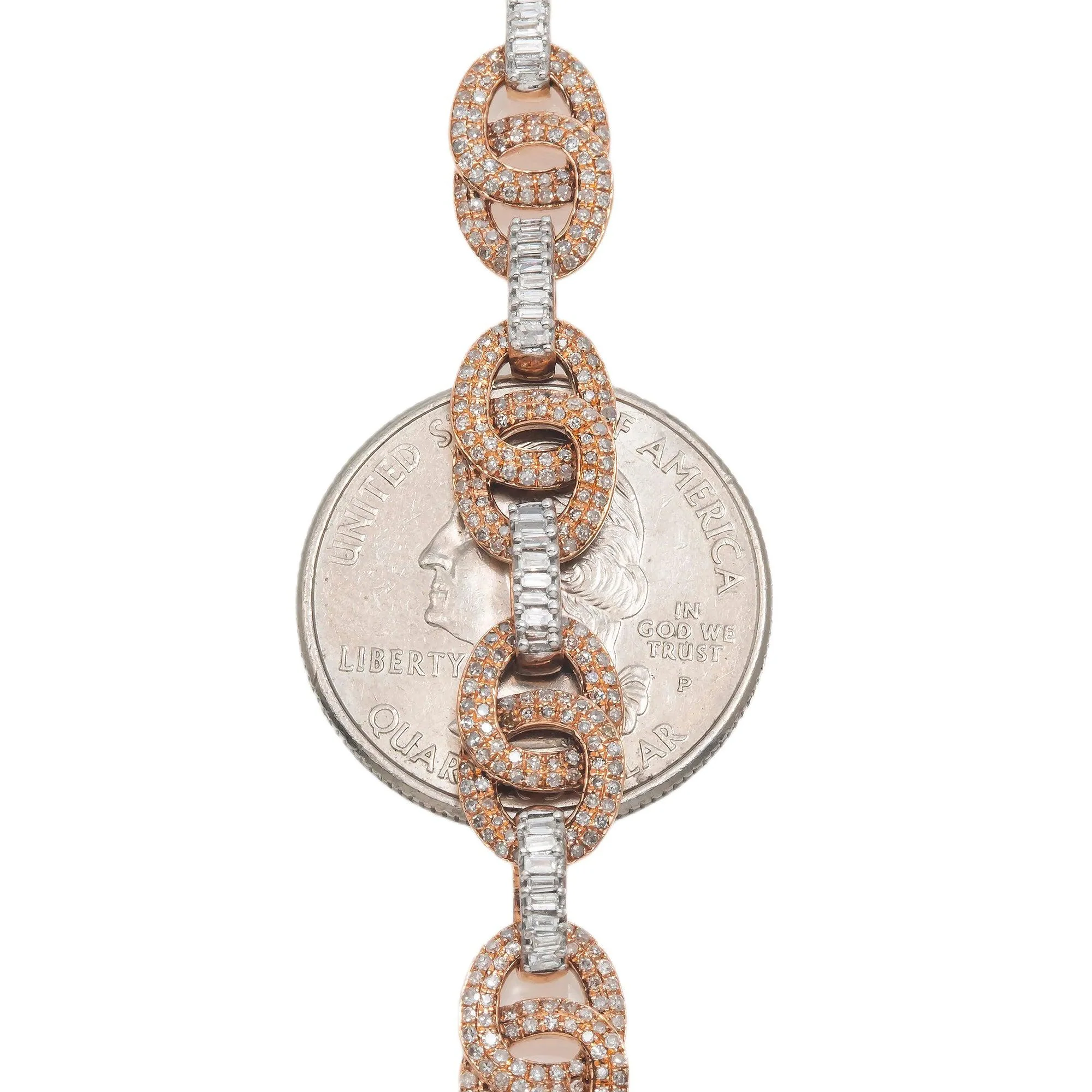 10K GOLD BAGUETTE AND ROUND DIAMOND DESIGNER CHAIN 8.50 CT - Image 5