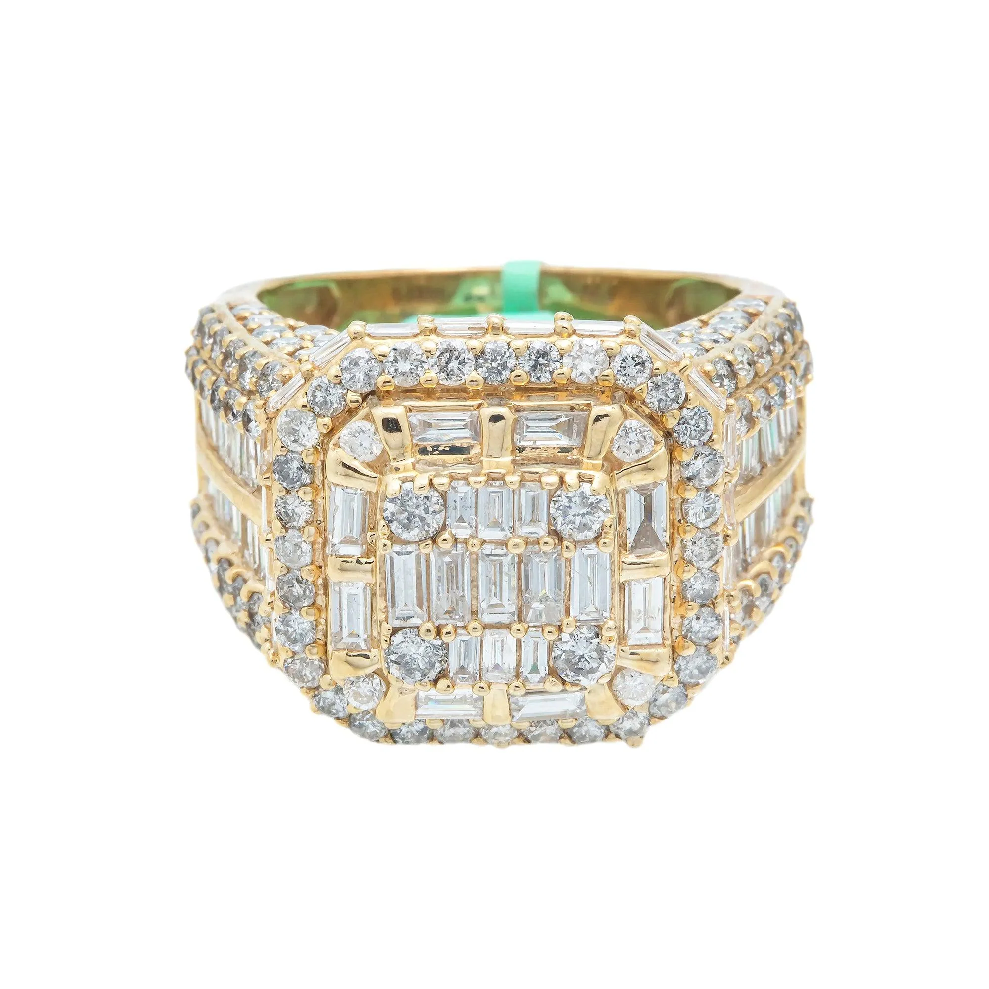 10K GOLD BAGUETTE AND ROUND DIAMOND SQUARE SHAPE RING 5.75 CT
