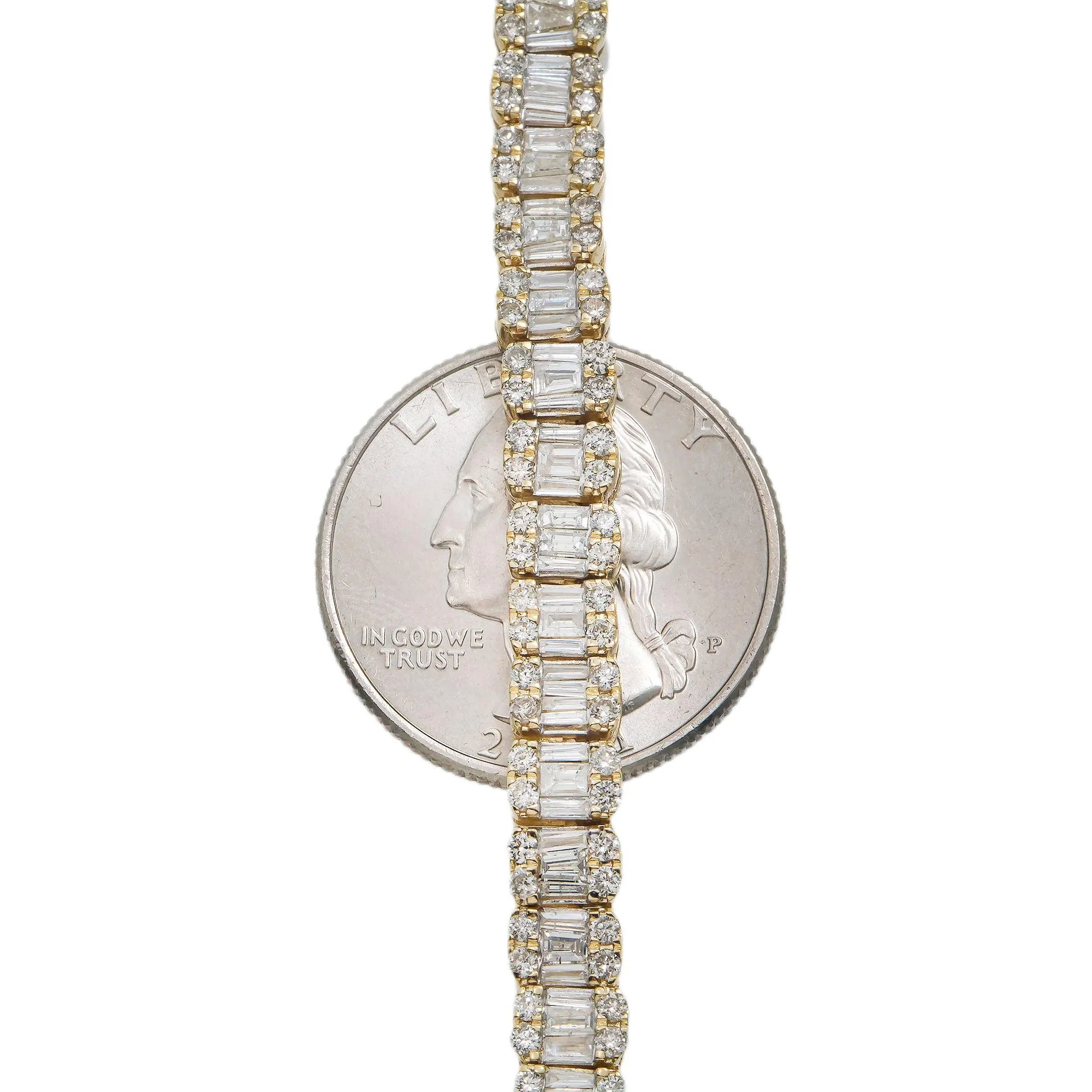 10K GOLD BAGUETTE AND ROUND DIAMOND TENNIS CHAIN 15.80 CT - Image 5