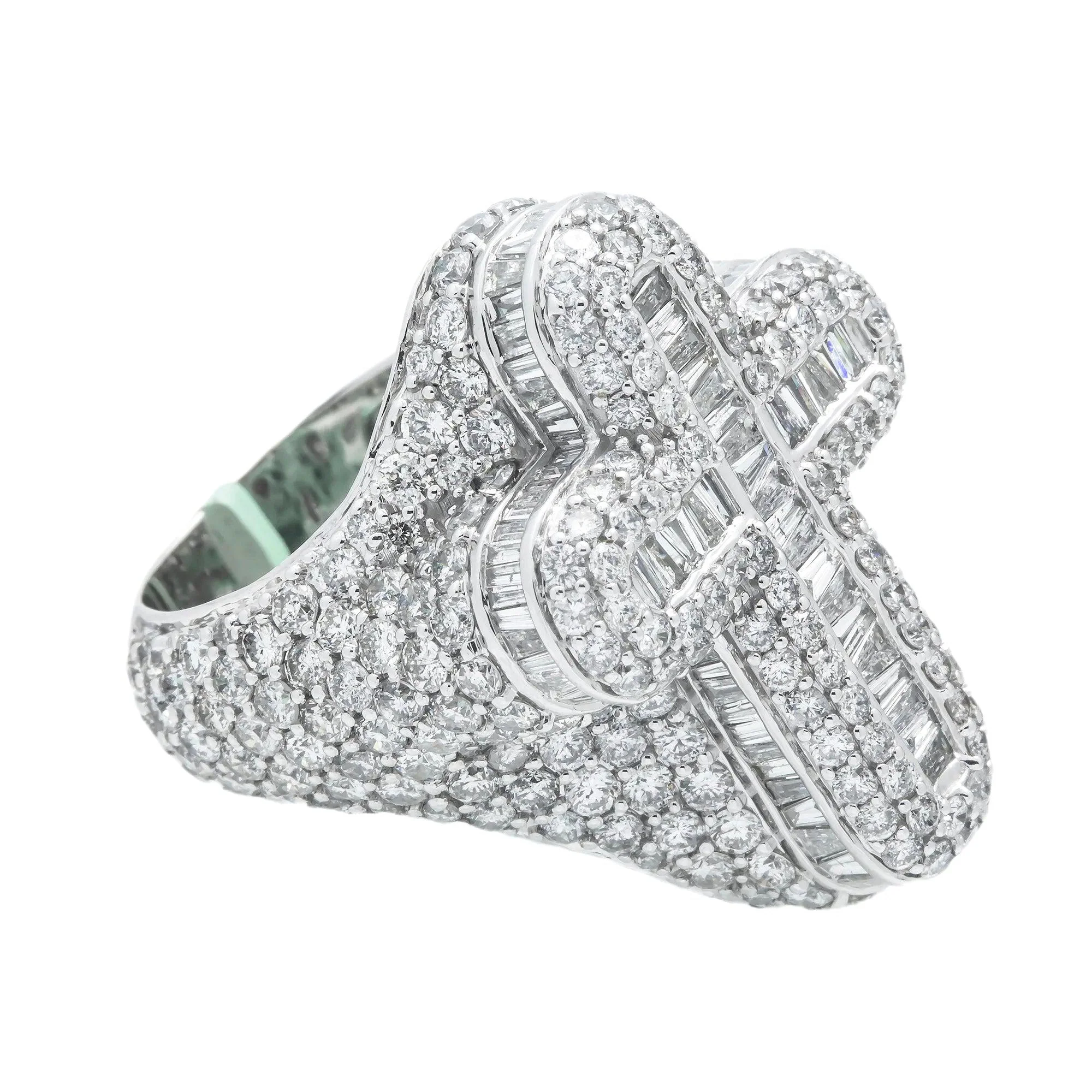 10K GOLD BAGUETTE CLUSTER DIAMOND 3D CROSS RING 9.50 CT - Image 2