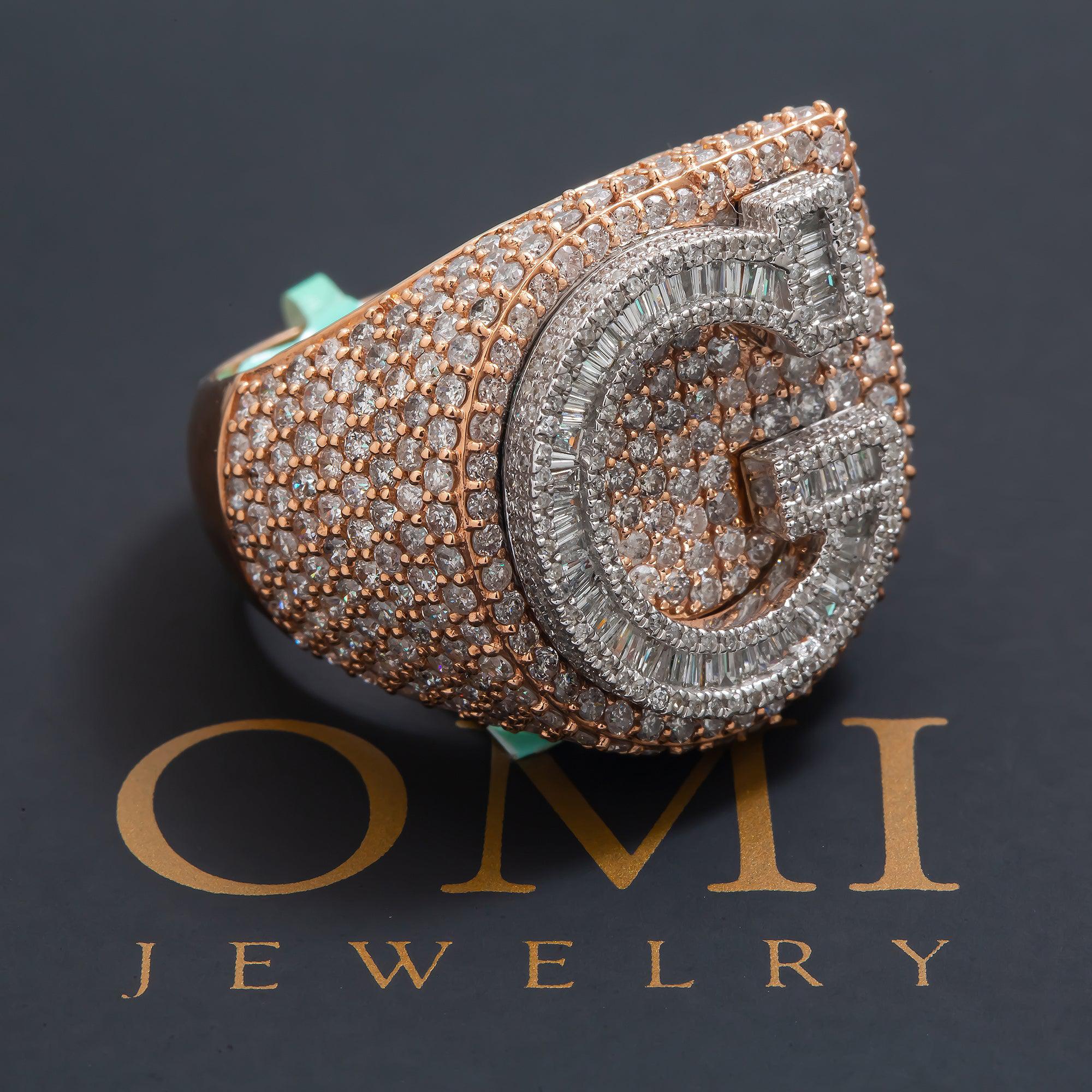 10K GOLD BAGUETTE CLUSTER DIAMOND 3D INITIAL G RING 5.05 CT - Image 4