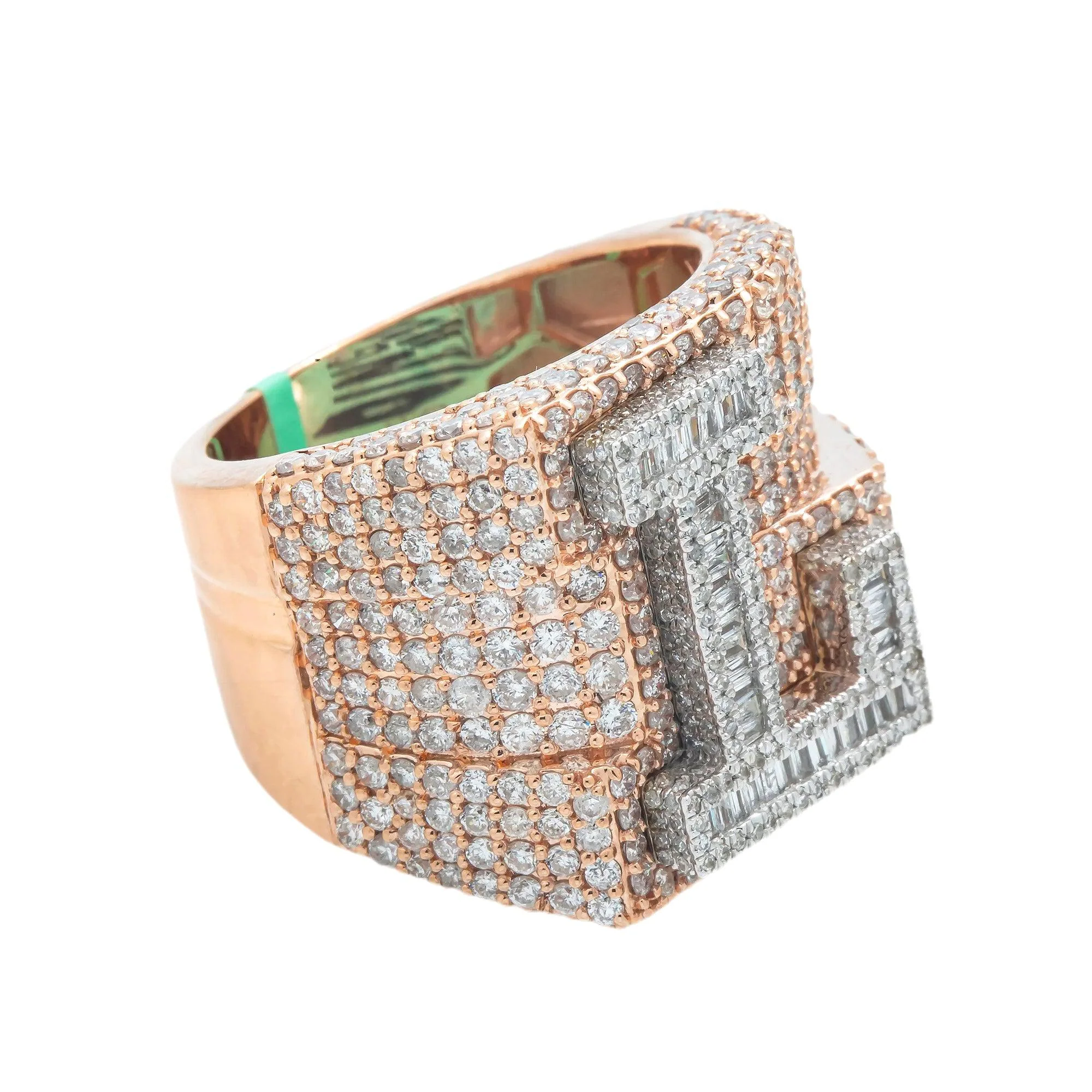 10K GOLD BAGUETTE CLUSTER DIAMOND 3D INITIAL L RING 4.75 CT - Image 3