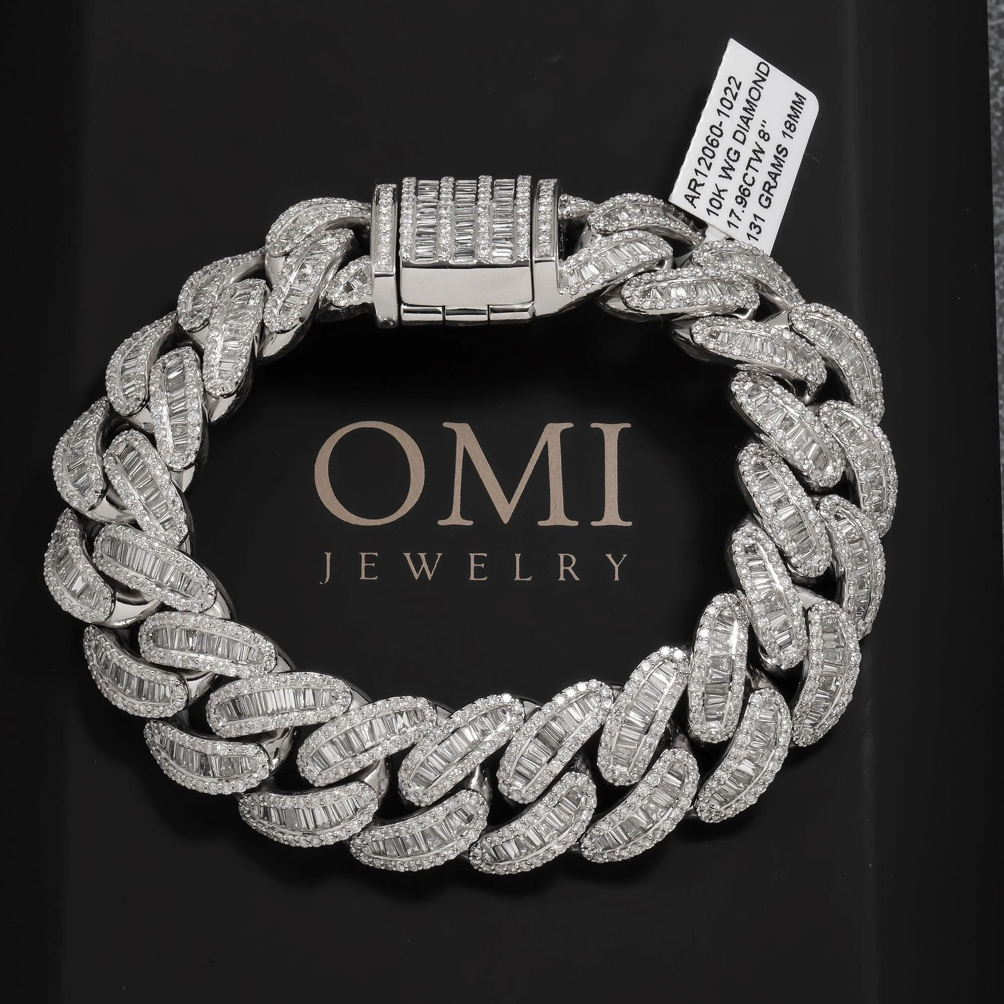 10K GOLD BAGUETTE DIAMONDS 18MM CUBAN LINK BRACELET 17.96 CT - Image 4