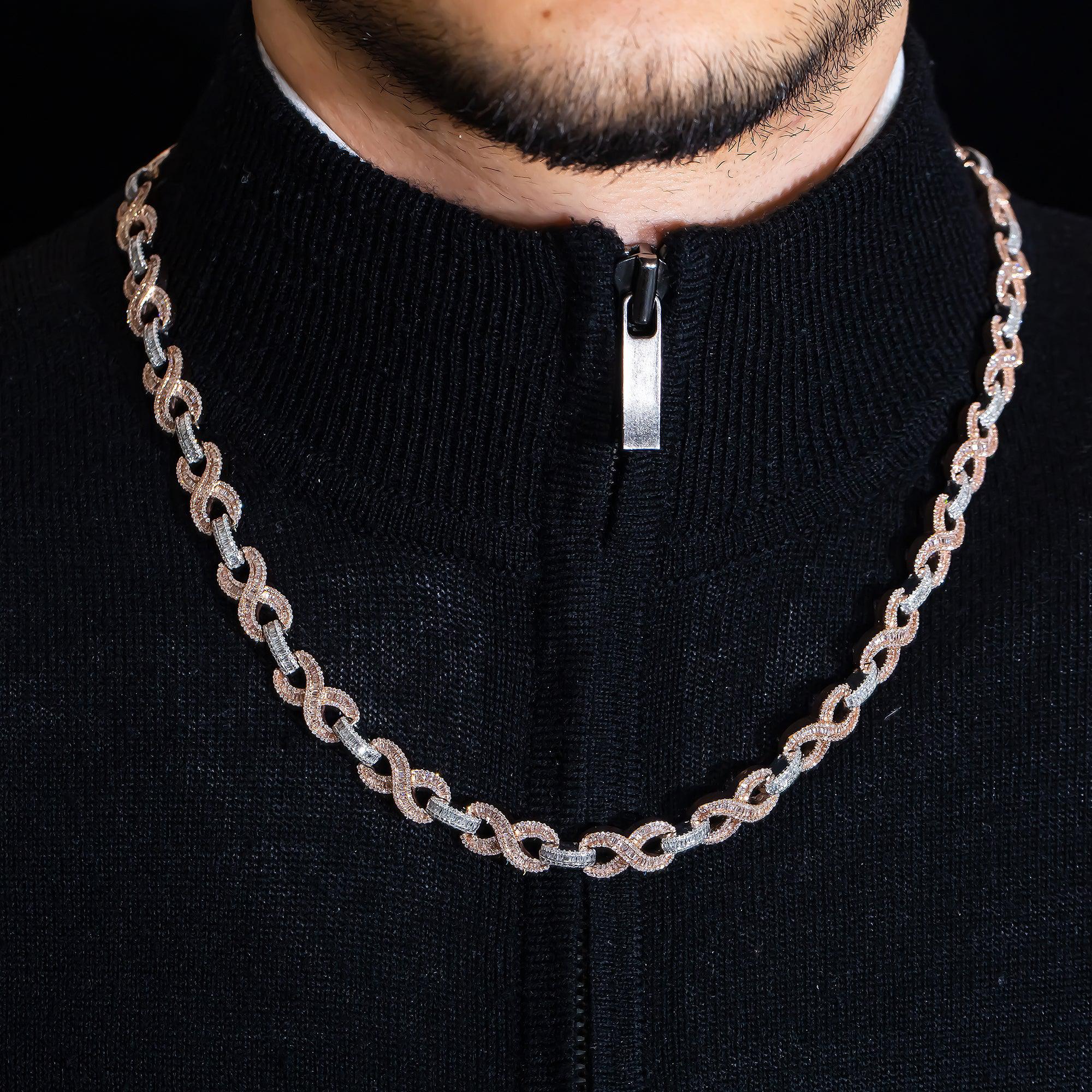 10K GOLD BAGUETTE DIAMOND 22" TWO TONE INFINITY CHAIN 12.75 CT - Image 2