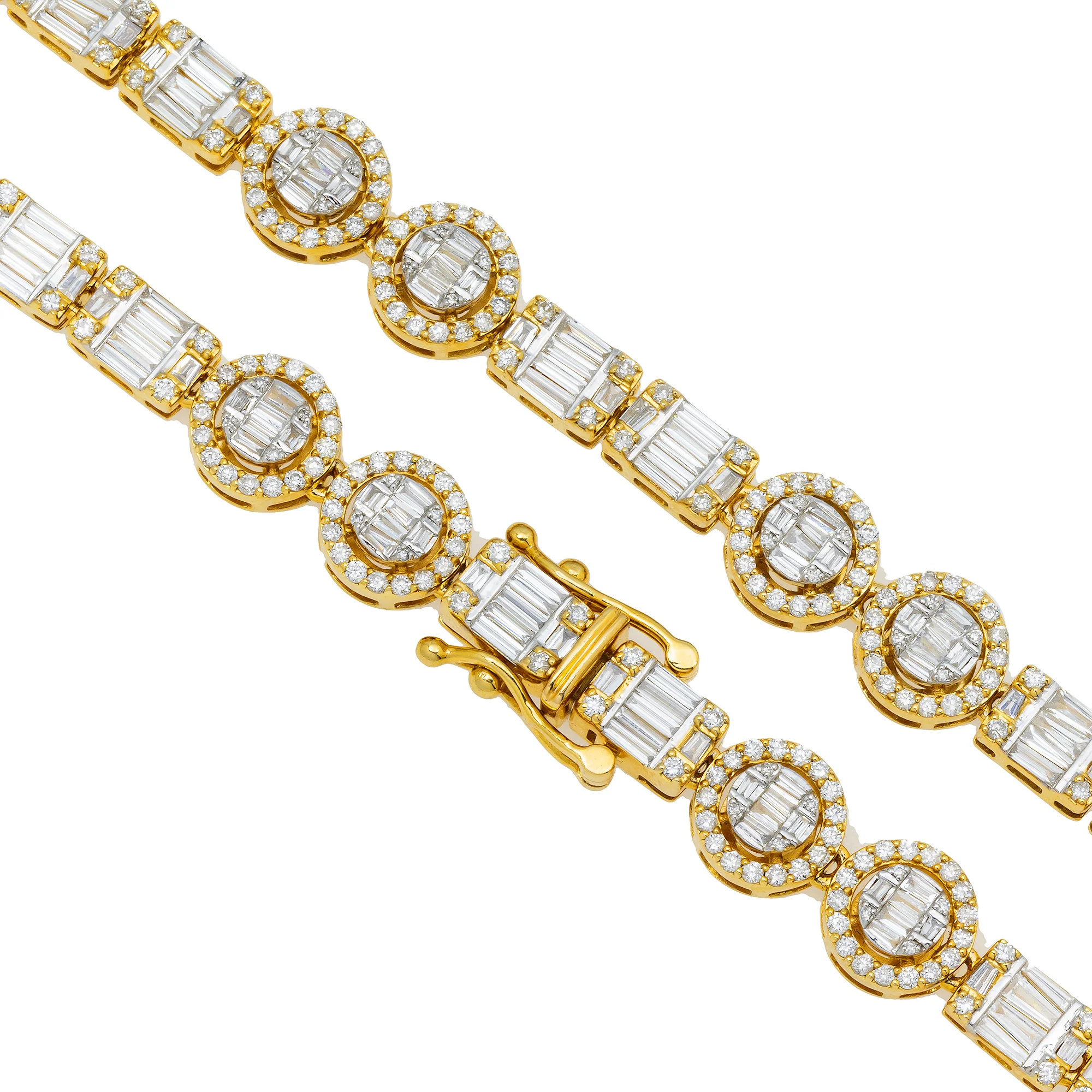 10K GOLD BAGUETTE DIAMOND AND ROUND DIAMOND CHAIN 13.71 CT - Image 3