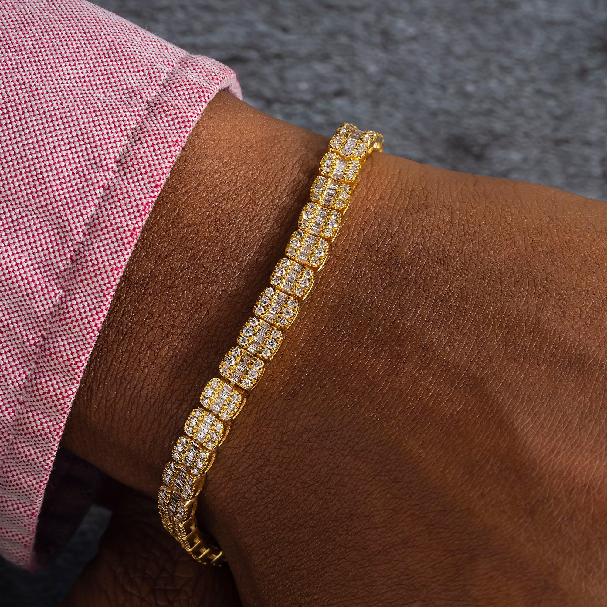10K GOLD BAGUETTE DIAMONDS BRACELET 3.66 CT - Image 6
