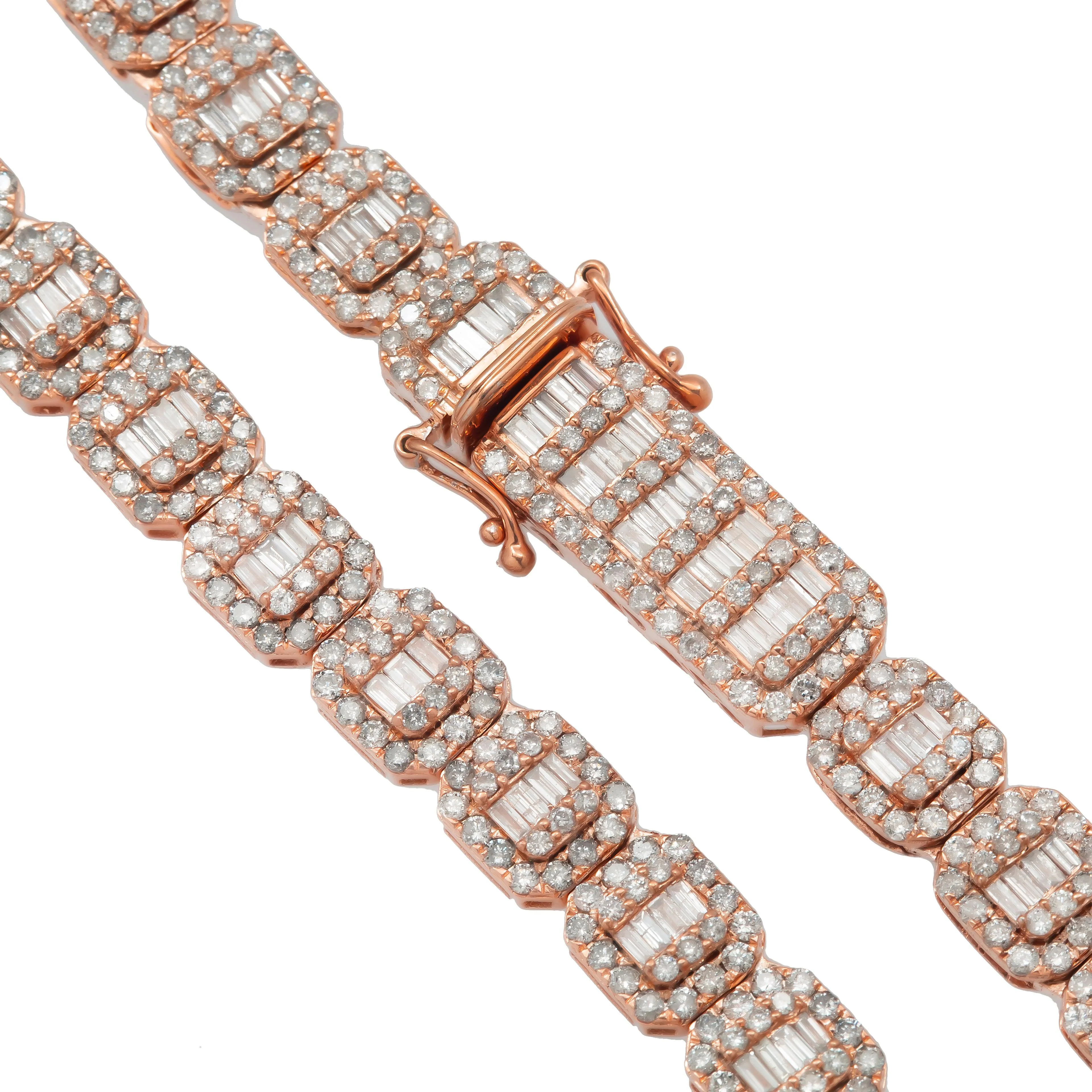 10K GOLD BAGUETTE DIAMOND CHAIN 19.55 CT - Image 3