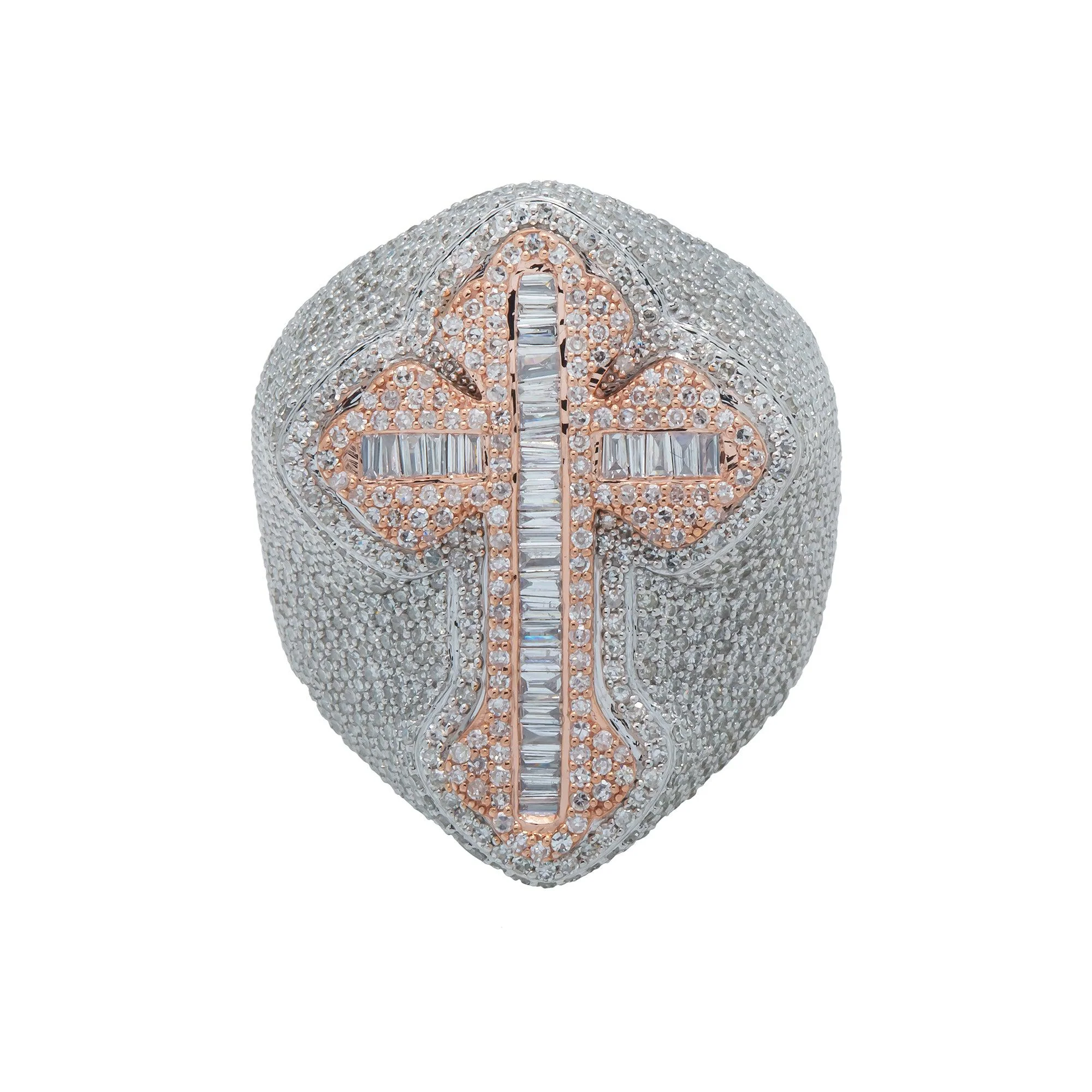 10K GOLD BAGUETTE DIAMOND CROSS RING 3.52 CT - Image 5