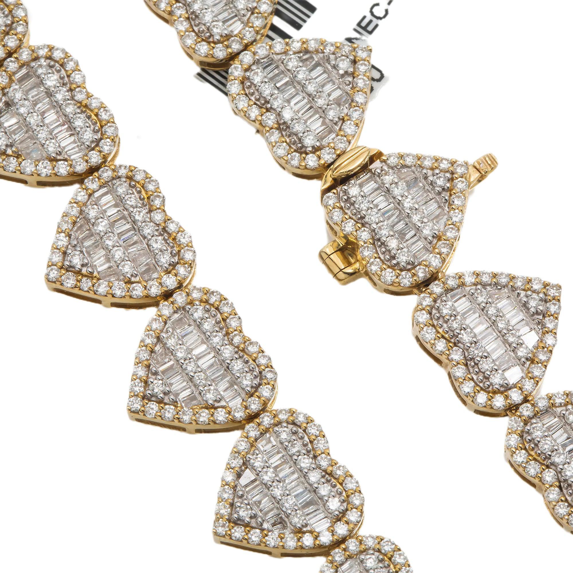 10K GOLD HEART BAGUETTE DIAMOND CHAIN 17.87 CT - Image 3