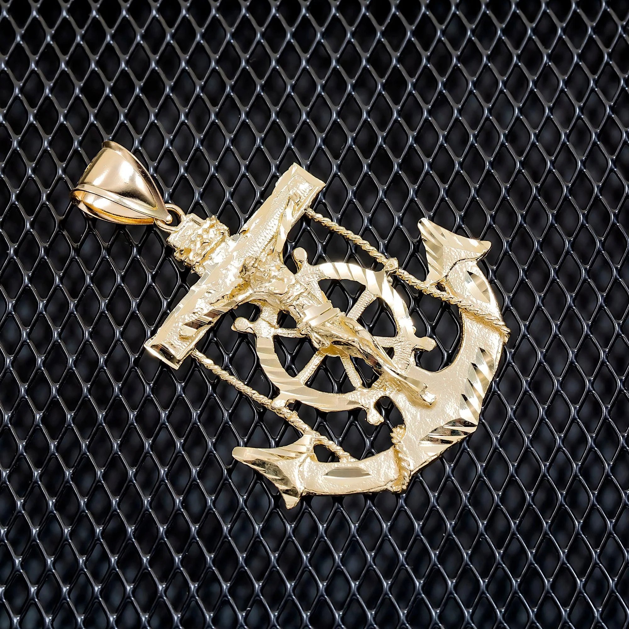 10K GOLD CRUCIFIX ANCHOR PENDANT 12.5G - Image 2