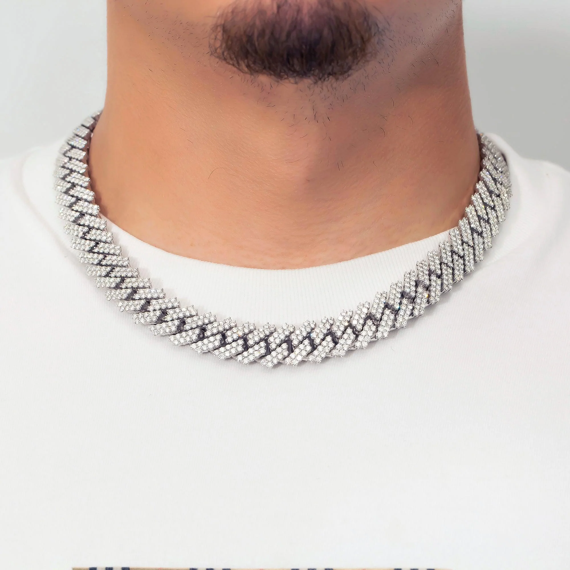 10K GOLD DIAMOND 20"/15MM PRONG CUBAN LINK CHAIN 46.35 CT - Image 2