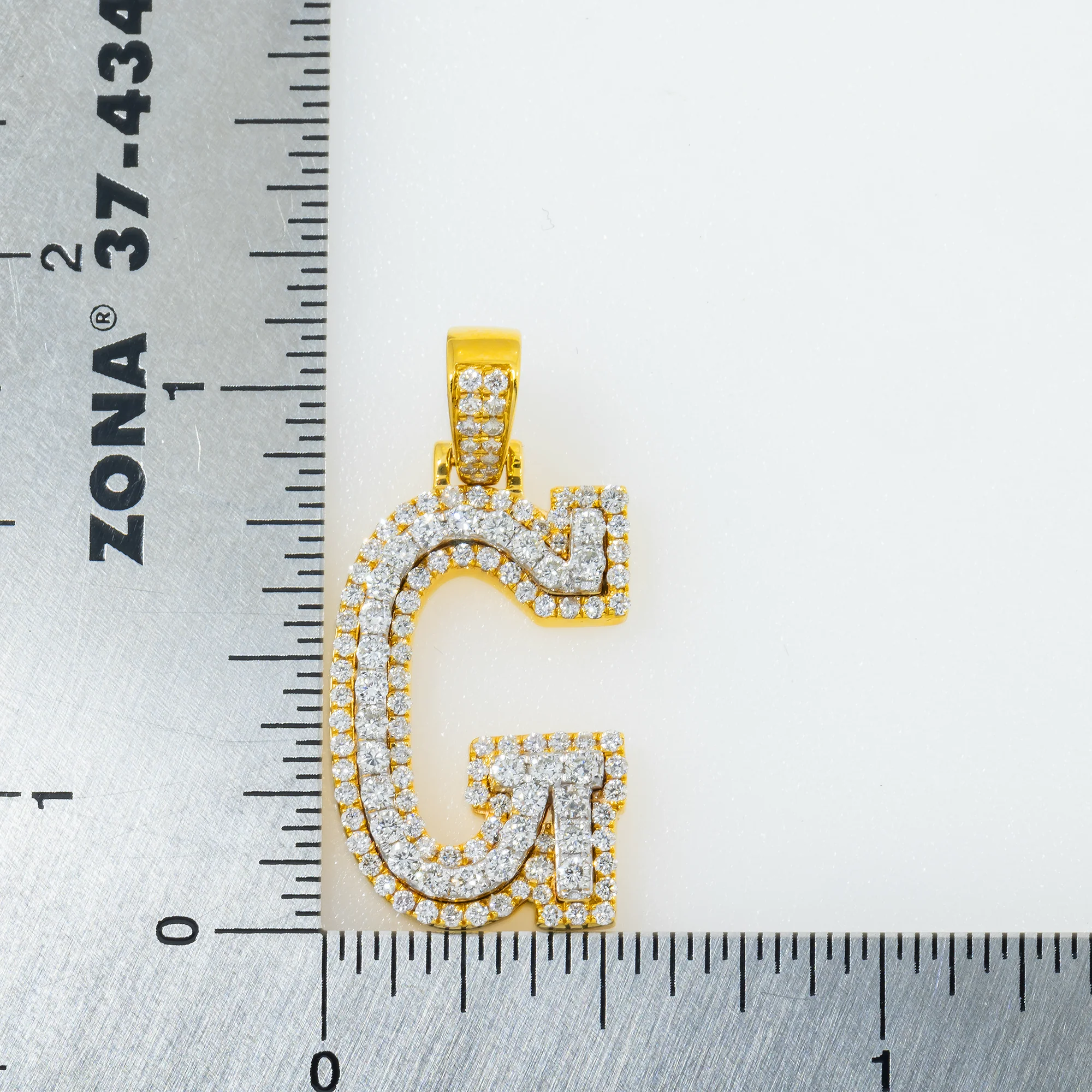 10K GOLD DIAMOND 3D INITIAL G PENDANT 0.90 CT - Image 4