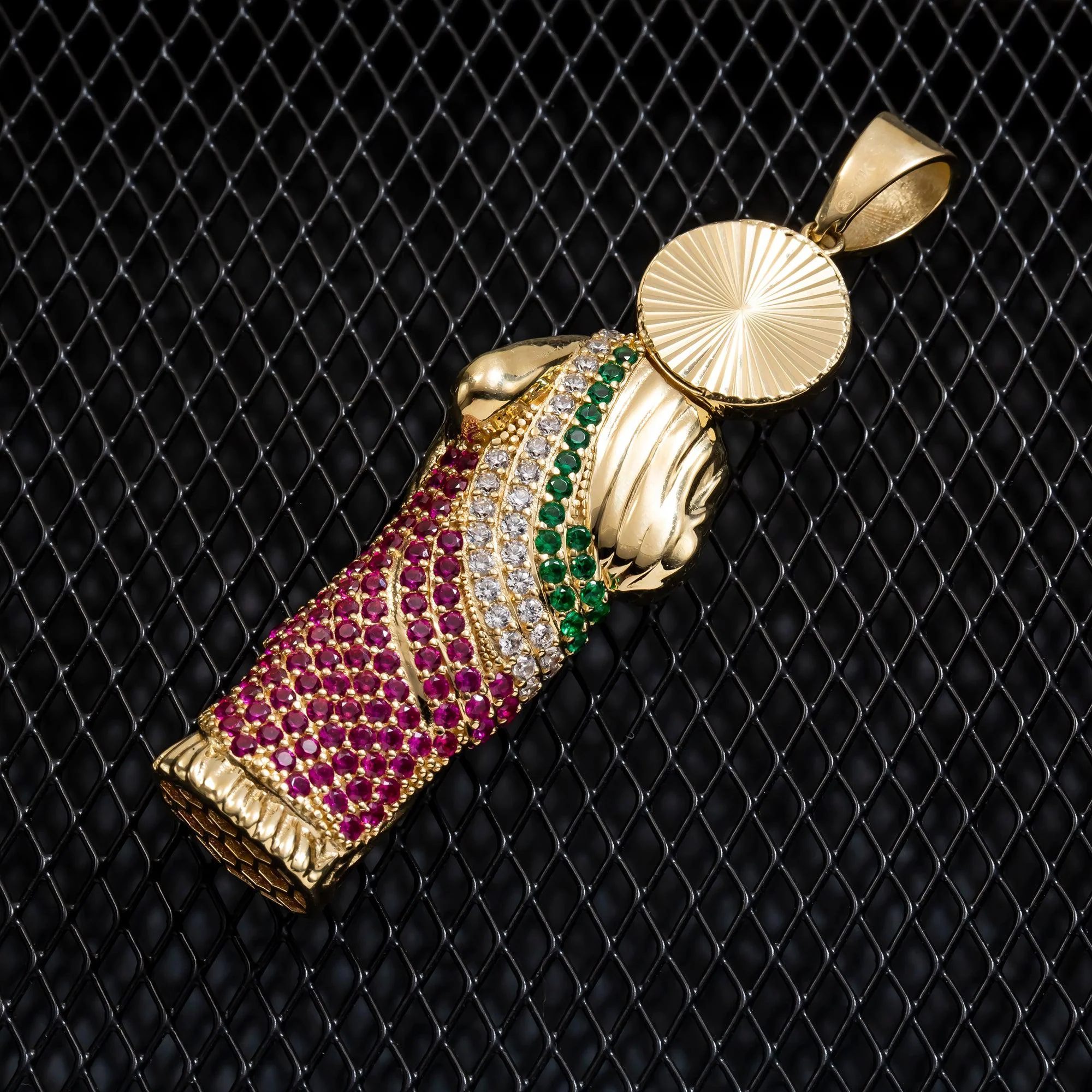 10K GOLD DIAMOND AND GEMSTONES ST. JUDE PENDANT 28.3G - Image 3