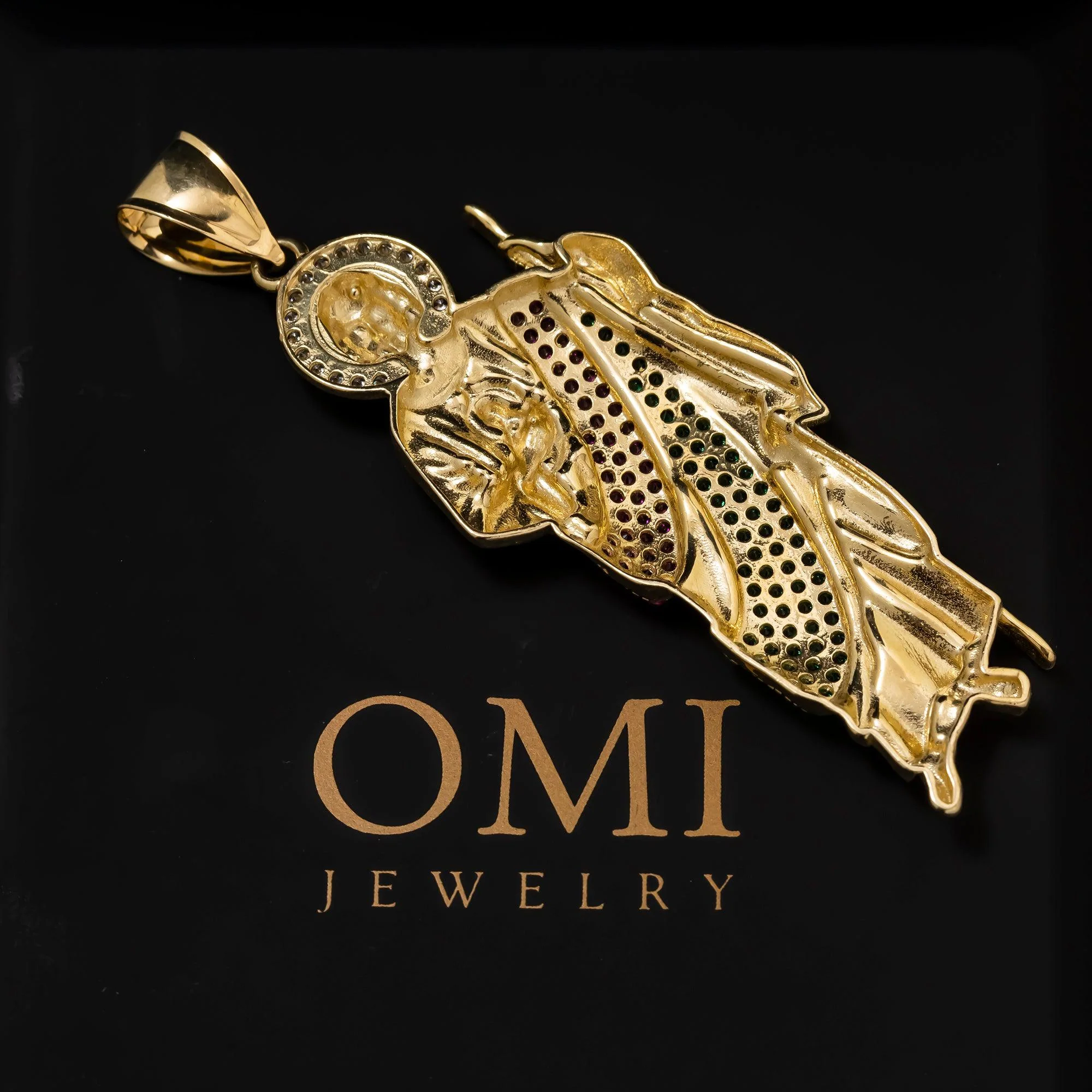 10K GOLD CZ STONES AND GEMSTONES ST. JUDE PENDANT 14.6G - Image 3