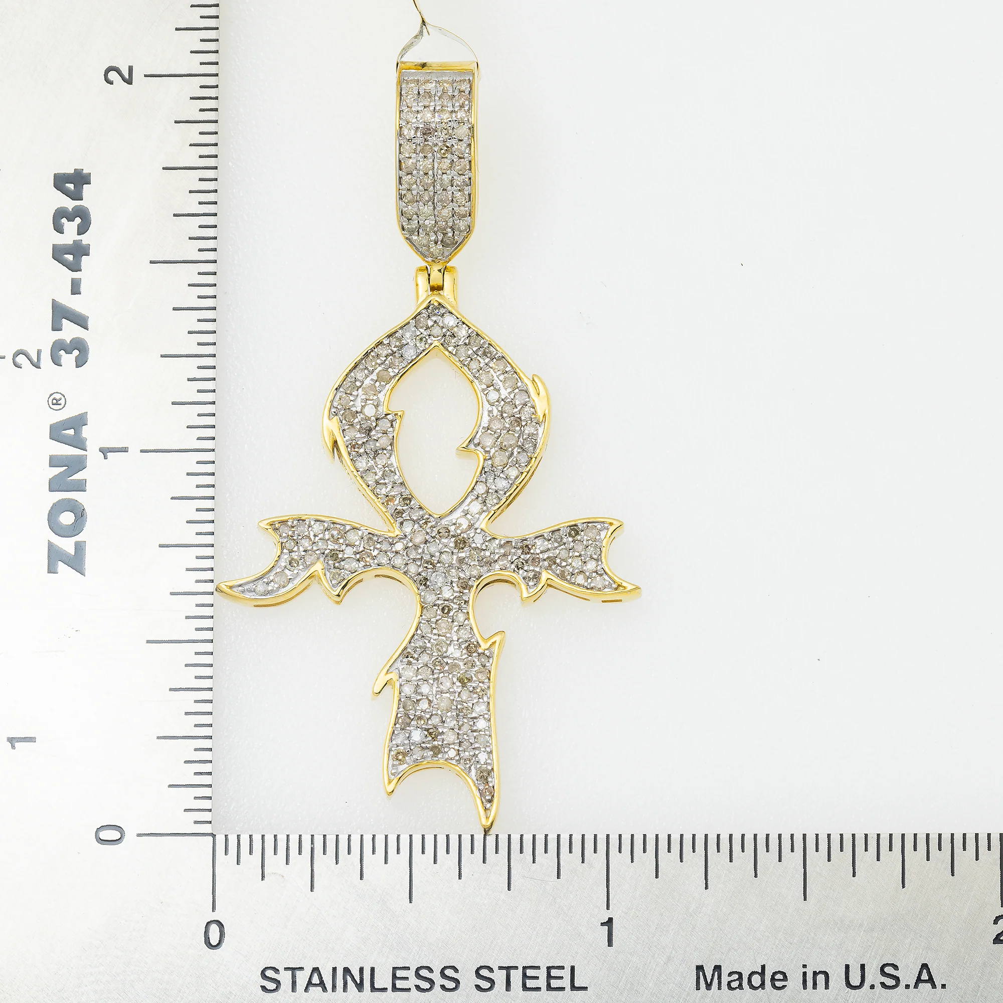 10K GOLD DIAMOND ANKH PENDANT 1.00 CT - Image 4