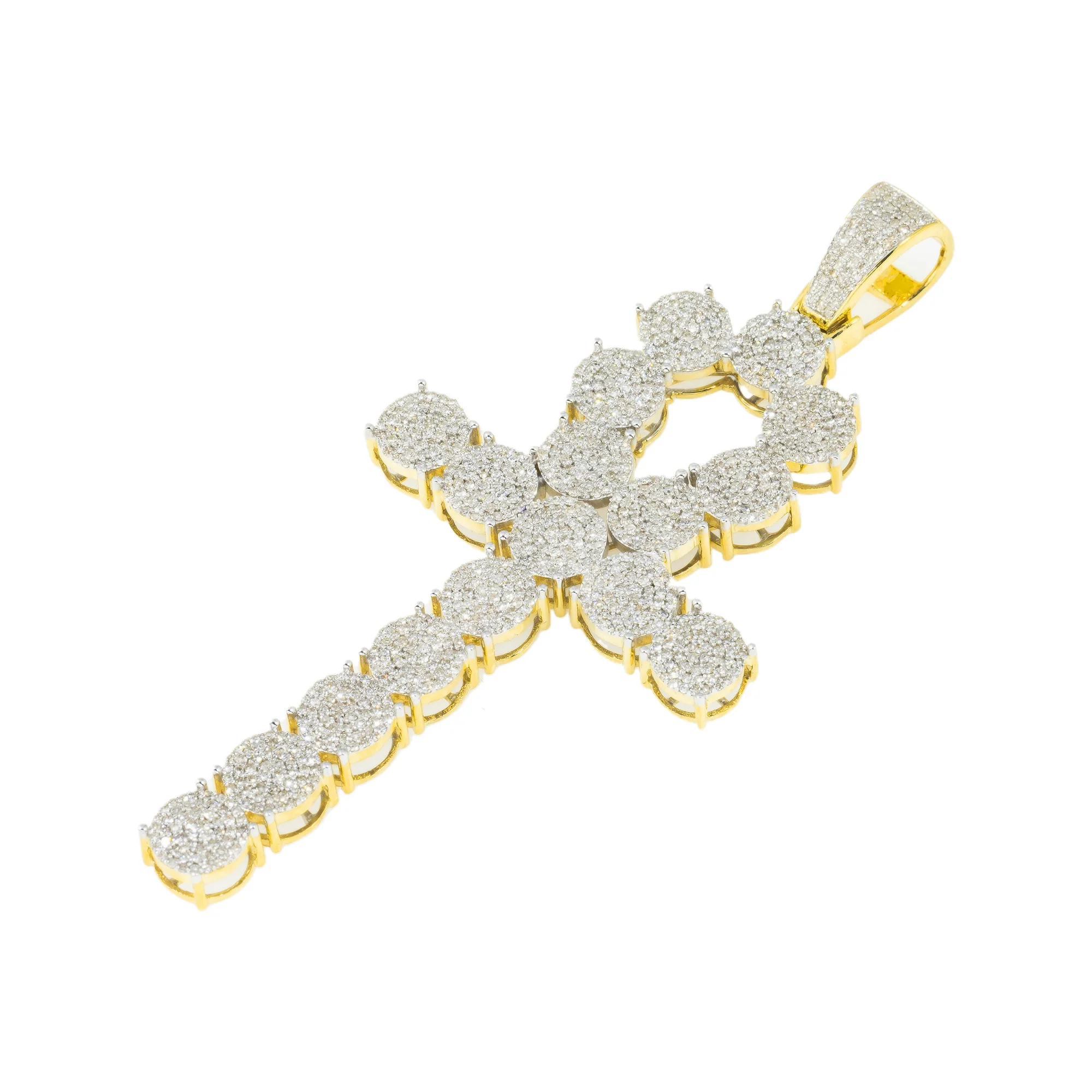 10K GOLD DIAMOND CLUSTER ANKH PENDANT 2.64 CT - Image 3