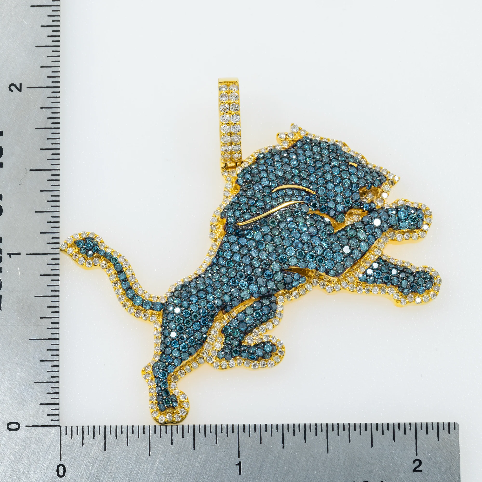 10K GOLD DIAMOND CUSTOM DETROIT LIONS FOOTBALL SPORTS PENDANT 5.05 CTW - Image 3