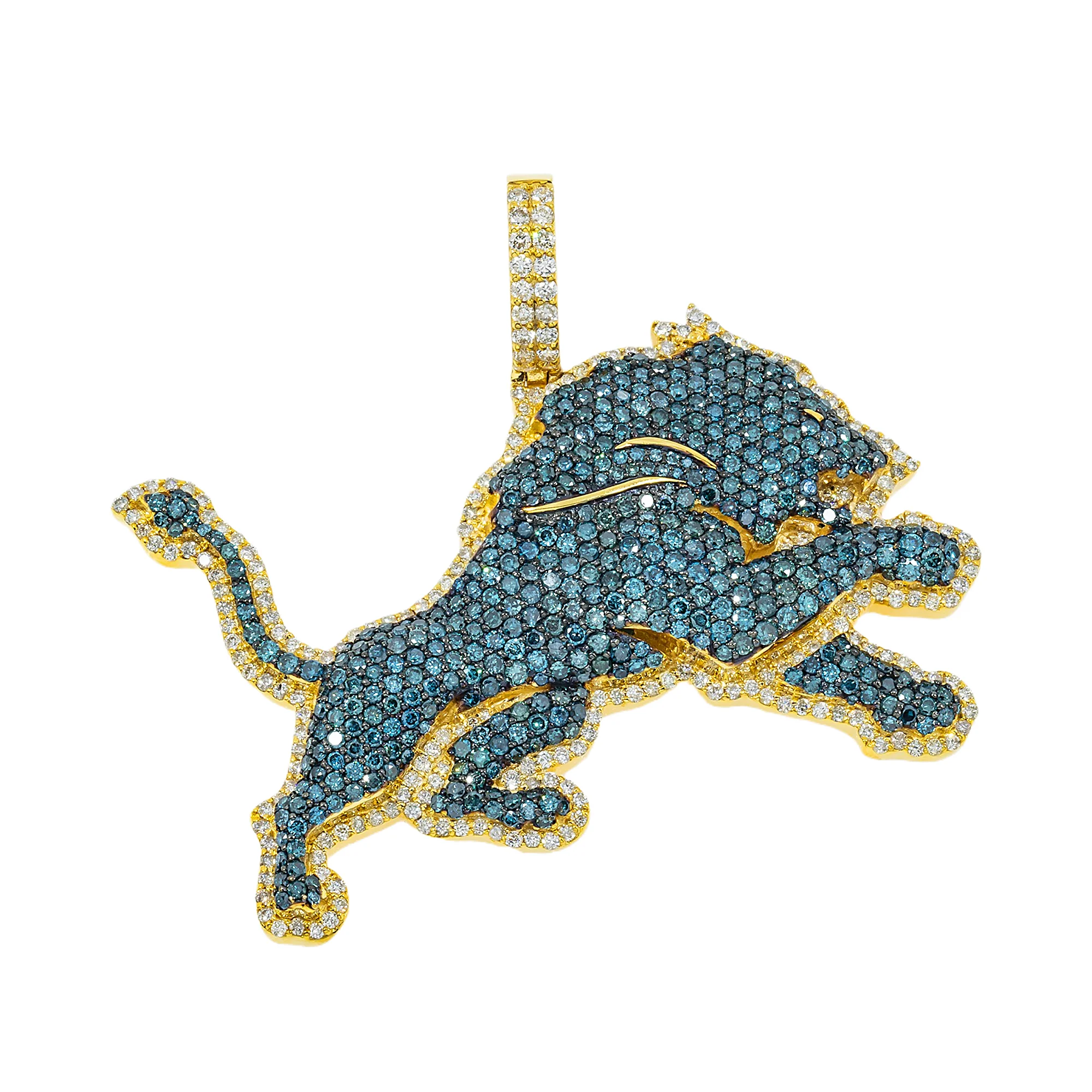 10K GOLD DIAMOND CUSTOM DETROIT LIONS FOOTBALL SPORTS PENDANT 5.05 CTW - Image 4