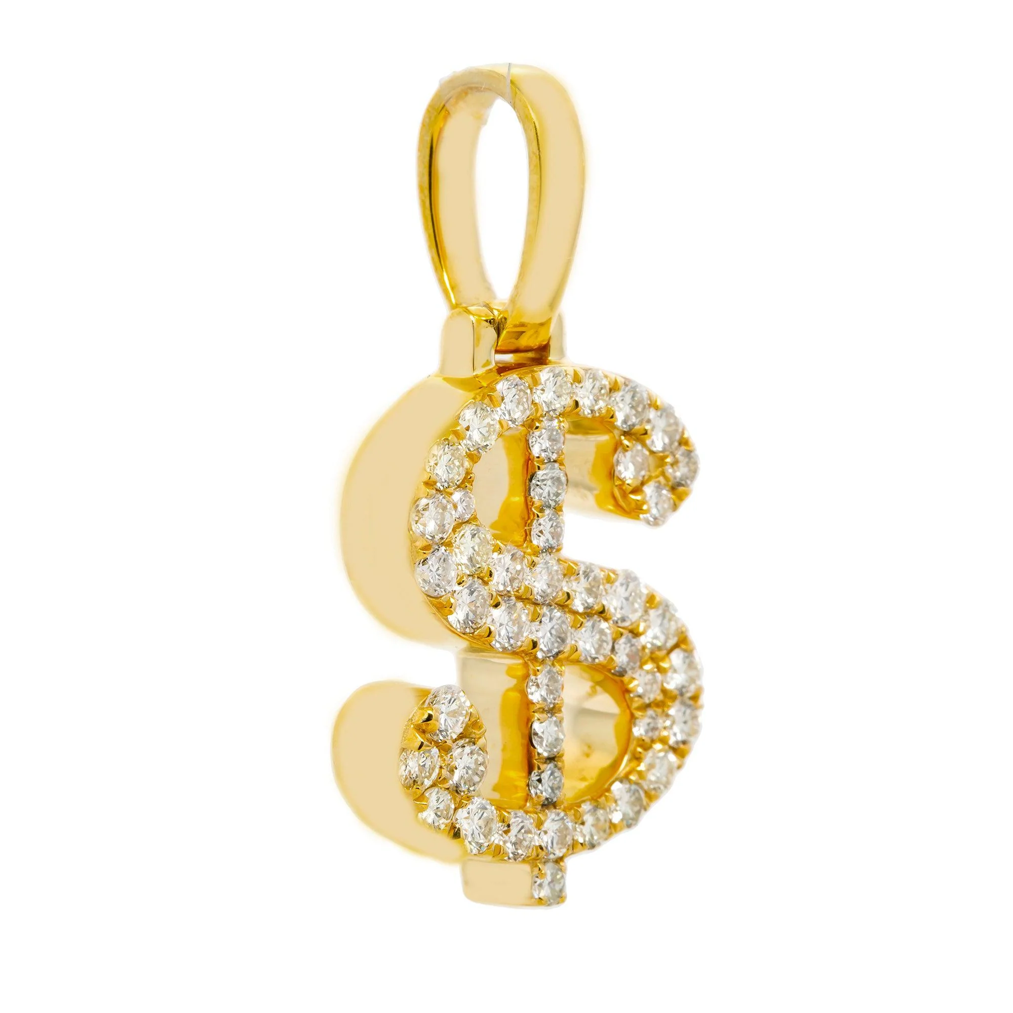 10K GOLD DIAMOND DOLLAR SIGN PENDANT 1.15 CT - Image 2
