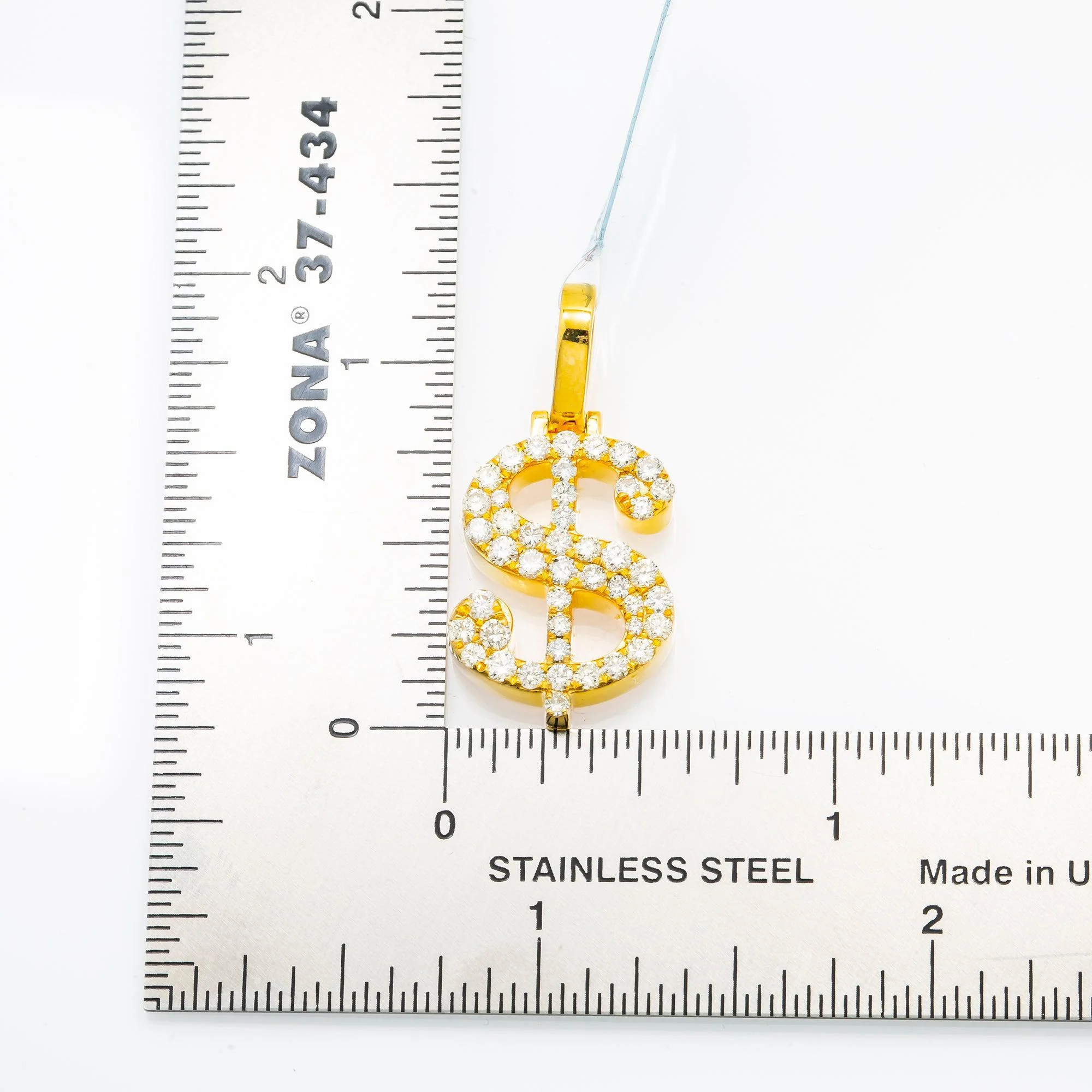 10K GOLD DIAMOND DOLLAR SIGN PENDANT 1.15 CT - Image 4