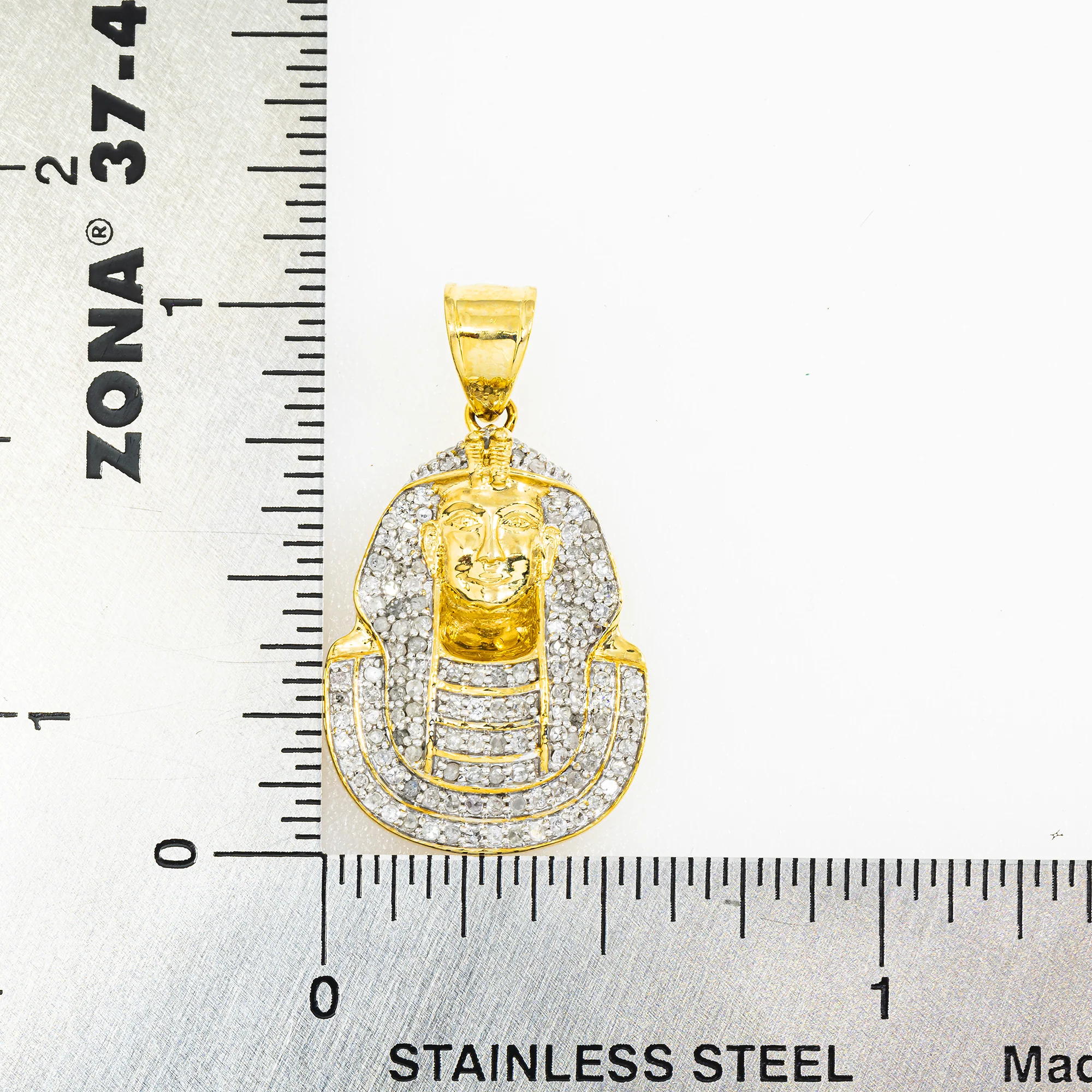 10K GOLD DIAMOND EGYPTIAN FIGURE PHARAOH PENDANT 0.47 CT - Image 4