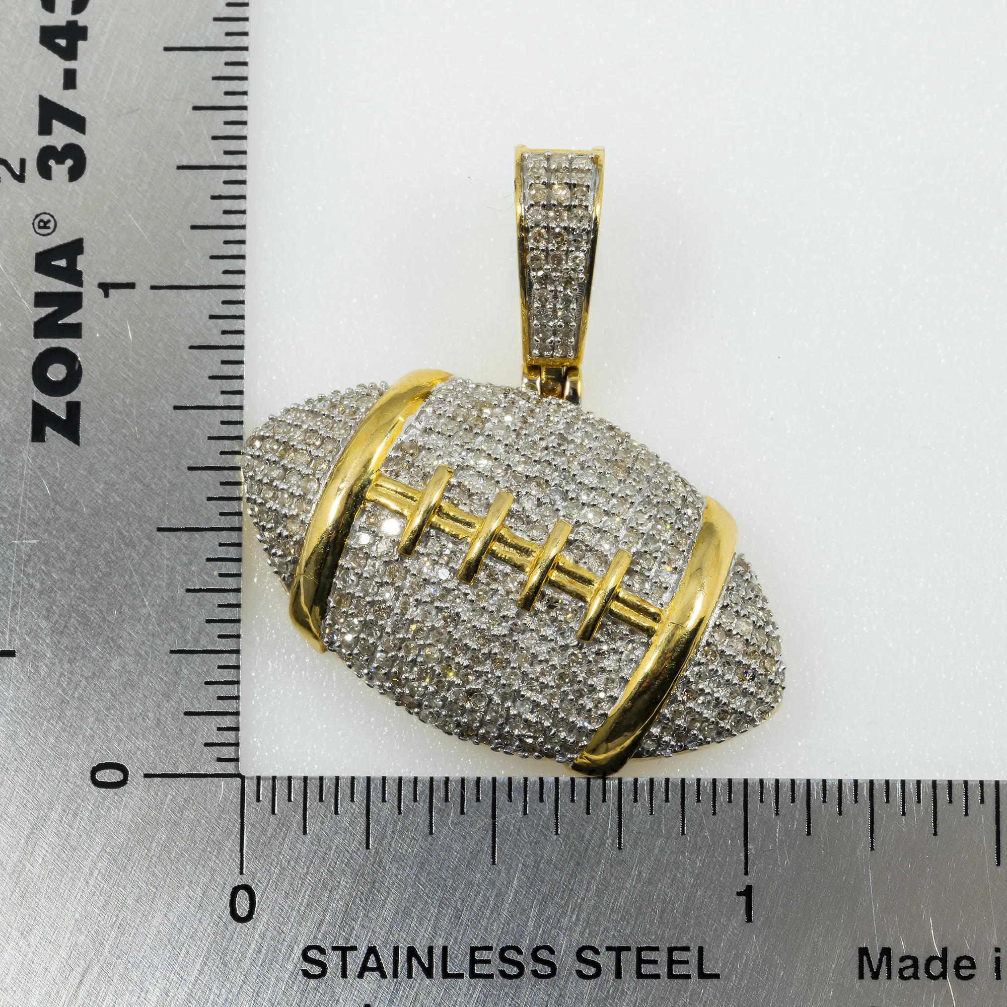 10K GOLD DIAMOND FOOTBALL SPORTS PENDANT 1.11 CT - Image 4