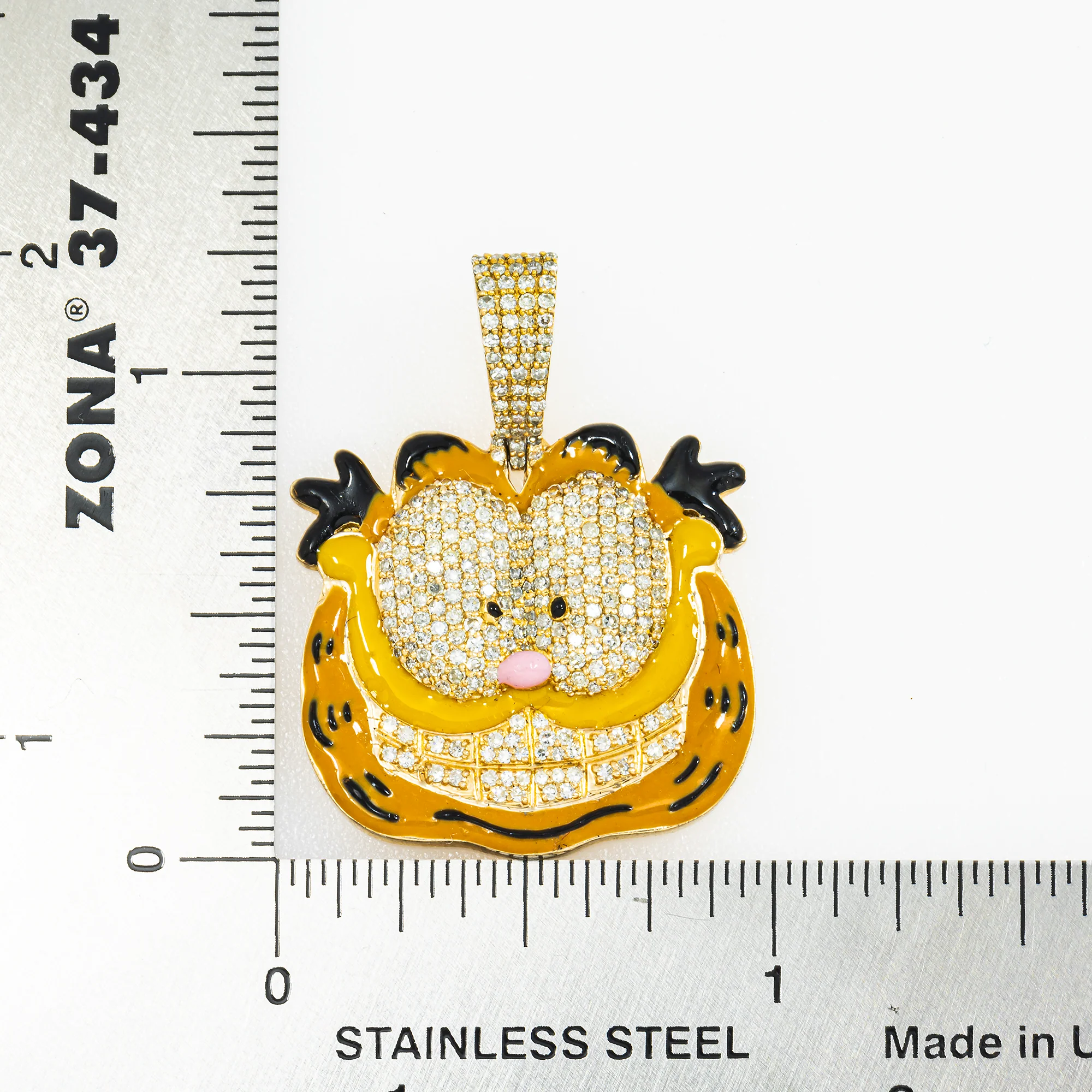 10K GOLD DIAMOND GARFIELD PENDANT 0.98 CT - Image 3