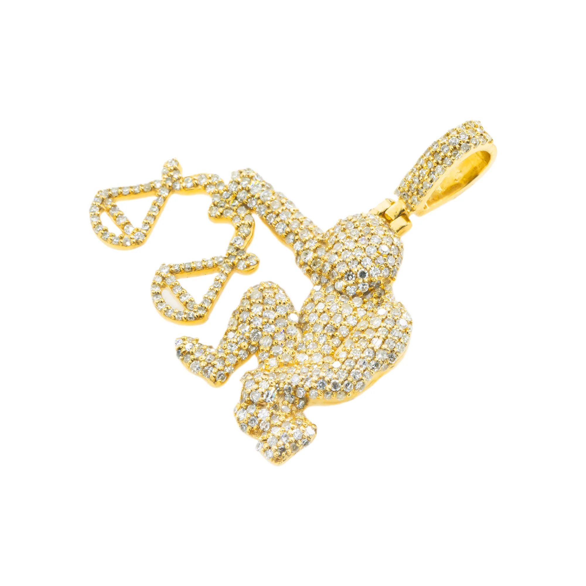 10K GOLD DIAMOND GORILLA HOLDING SCALES PENDANT 1.25 CT - Image 2