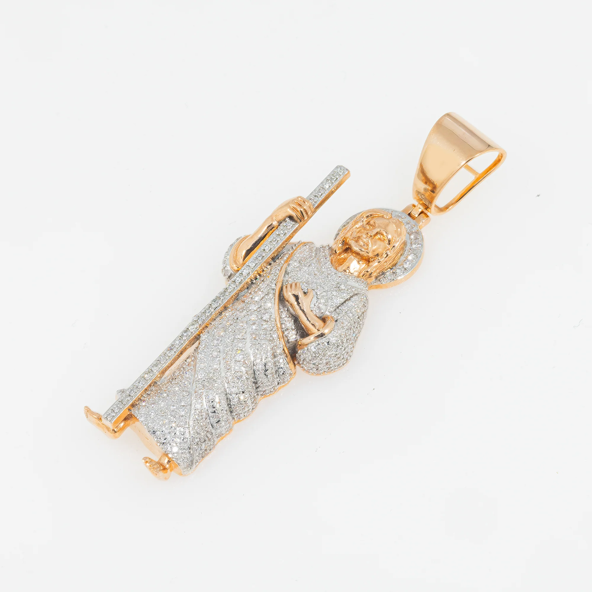 10K GOLD DIAMOND SAINT JUDE PENDANT 0.92 CT - Image 3