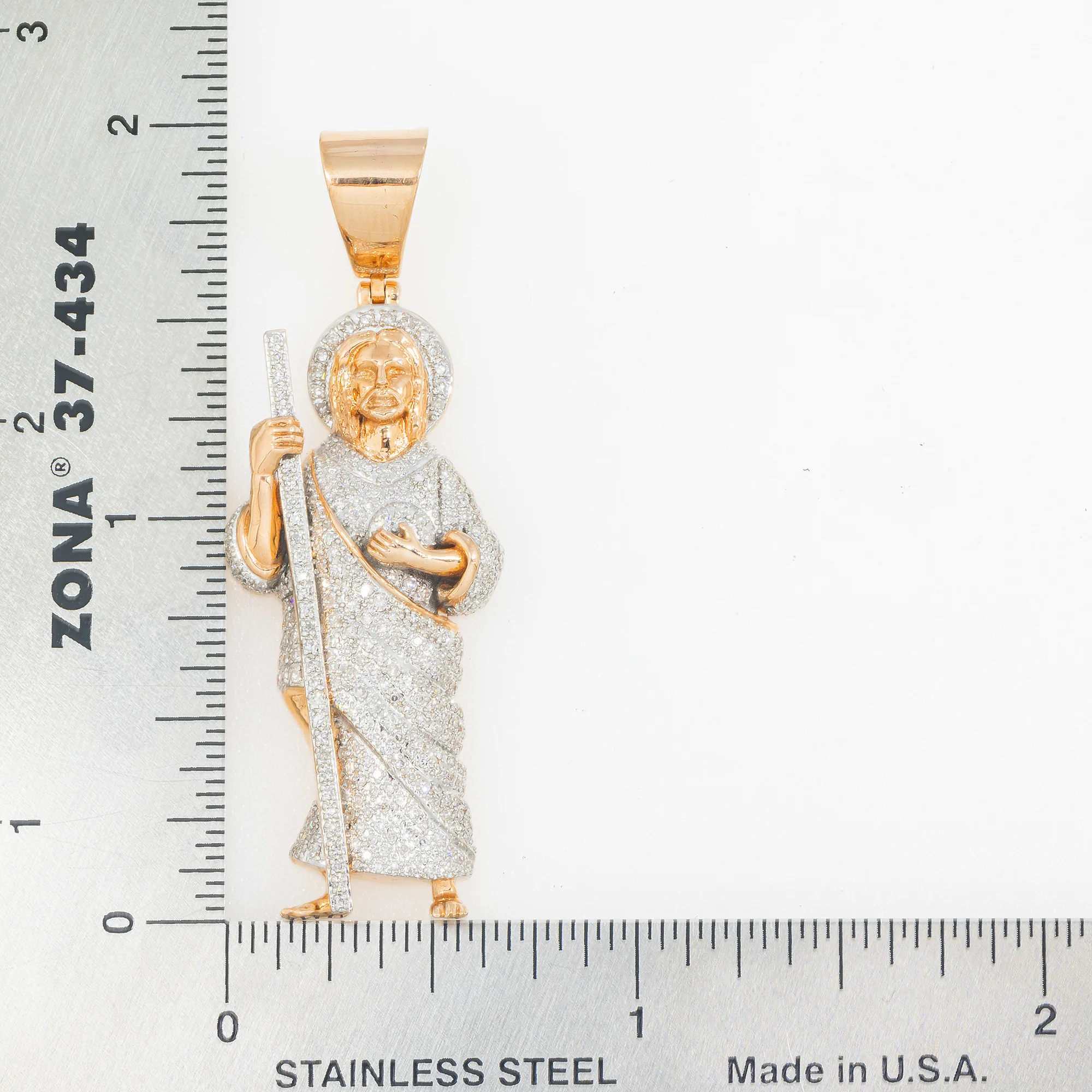 10K GOLD DIAMOND SAINT JUDE PENDANT 0.92 CT - Image 4