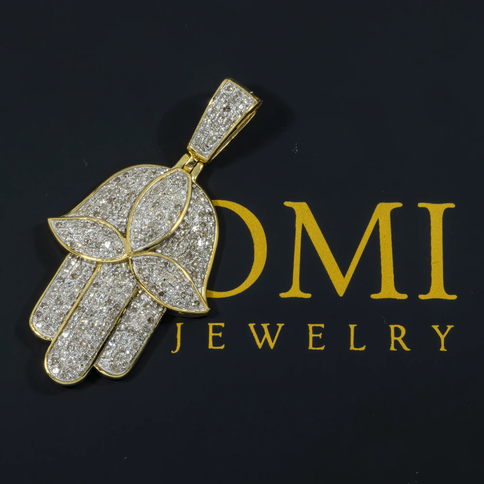10K GOLD DIAMOND HAMSA PENDANT 0.86 CT - Image 2